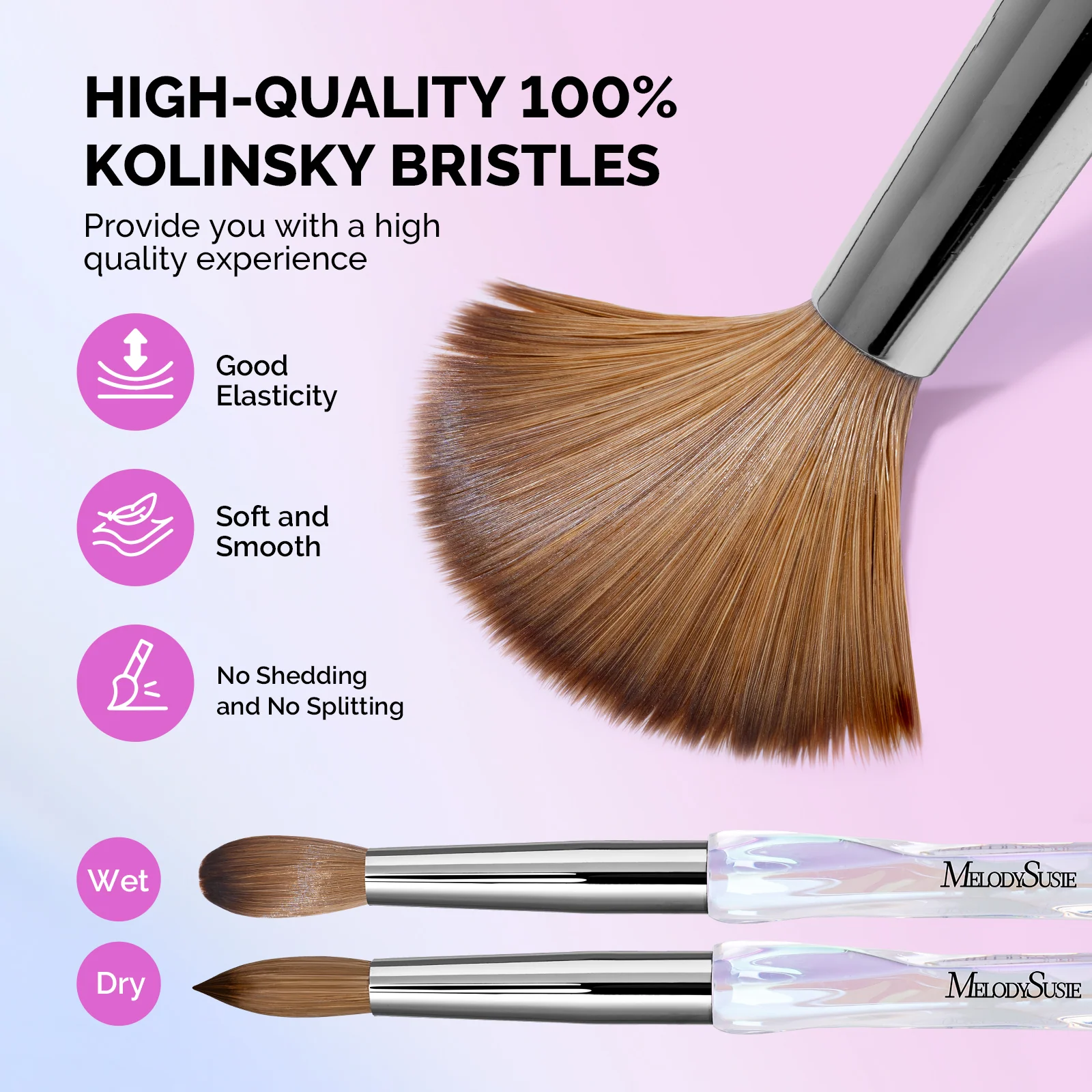 100% Kolinsky Acrylic Nail Brush for Extension and 3D Sculpting