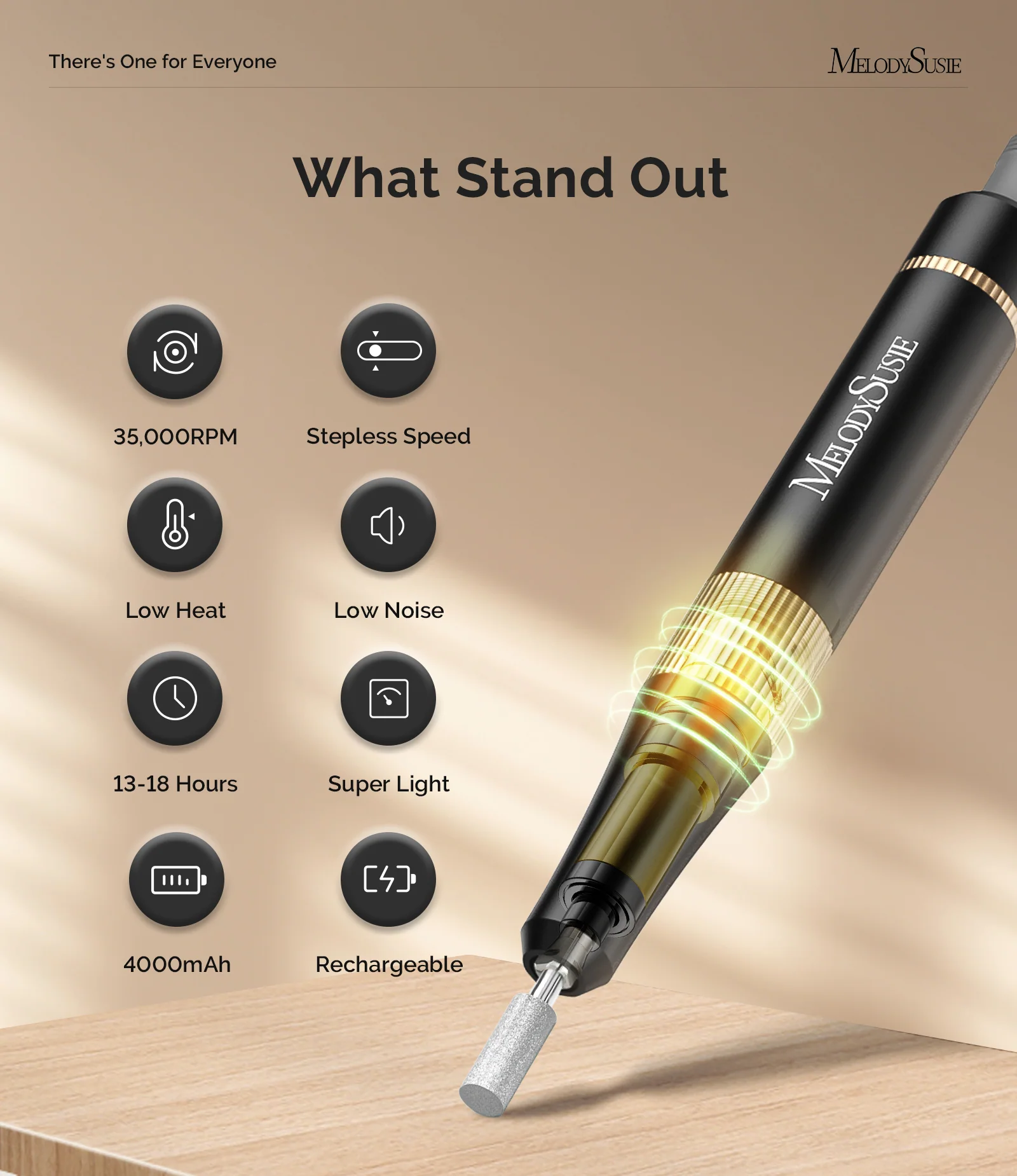 SM200F Clip-On Advanced Rechargeable Nail Drill 35,000RPM in Black
