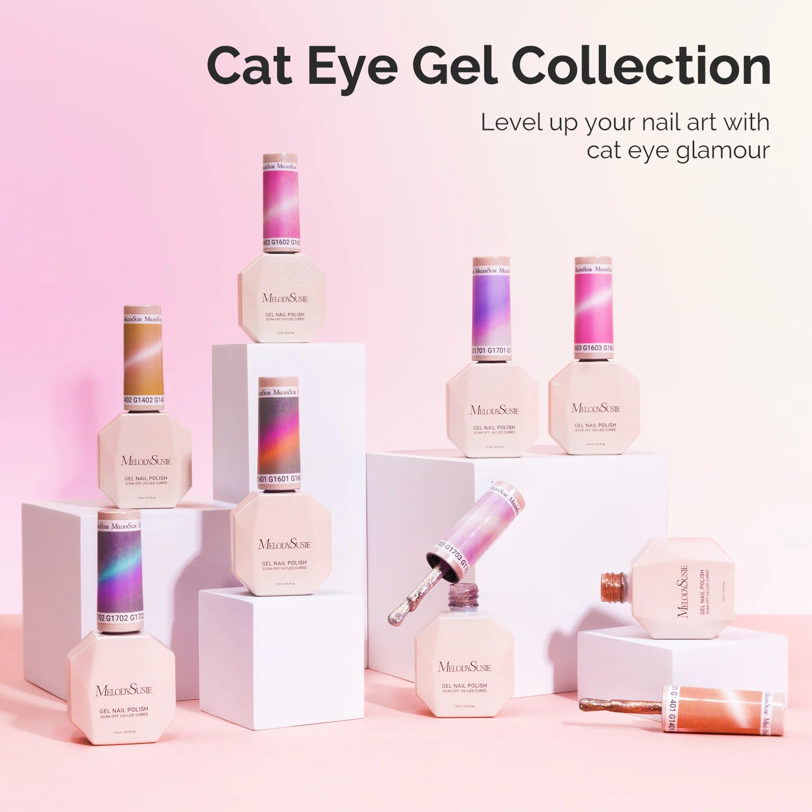 Jeweliver Cat Eye HEMA-Free & TPO-Free Gel Nail Polish 0.5 fl oz/15ml - Starry Light Pink 1703