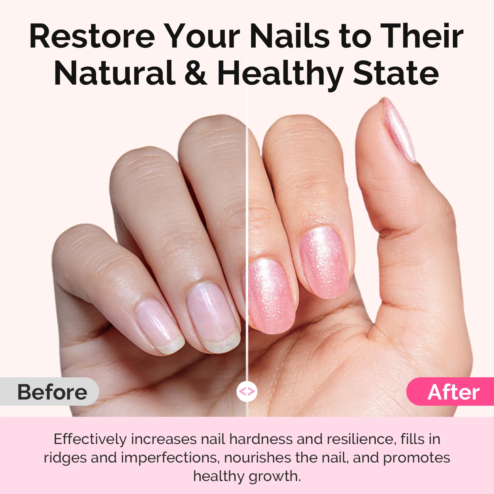 Nail Strengthener and Growth Treatment, 2-in-1 Ridge Filling Base Coat & Glossy Concealer Polish 15ml 0.5 Fl Oz