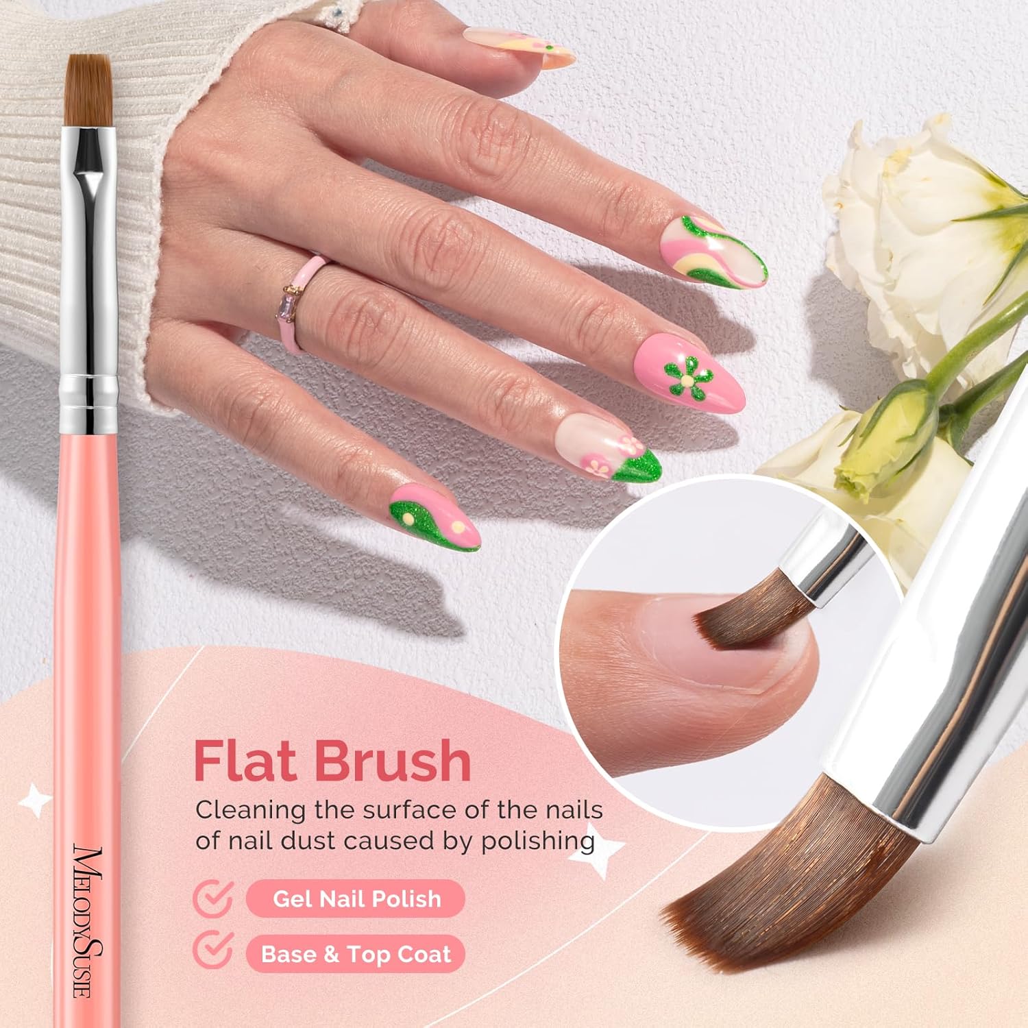 Nail Art Brushes Set 3Pcs in Orange