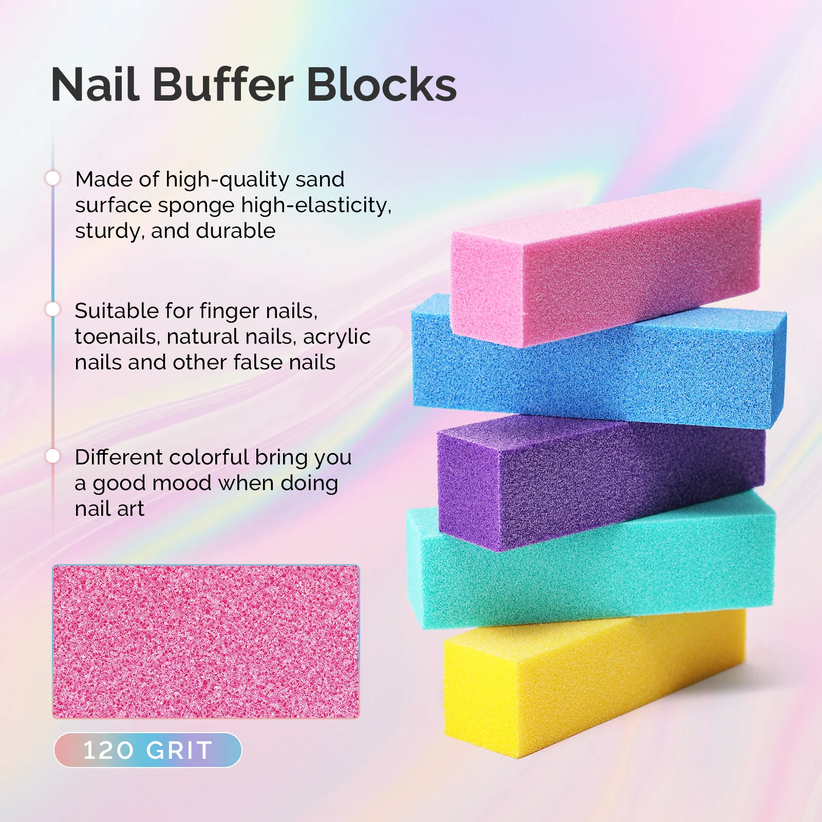 LED/UV Nail Lamps & Nail Drill Bits | MelodySusie 专业美甲锉与抛光条16件套装，100/180目