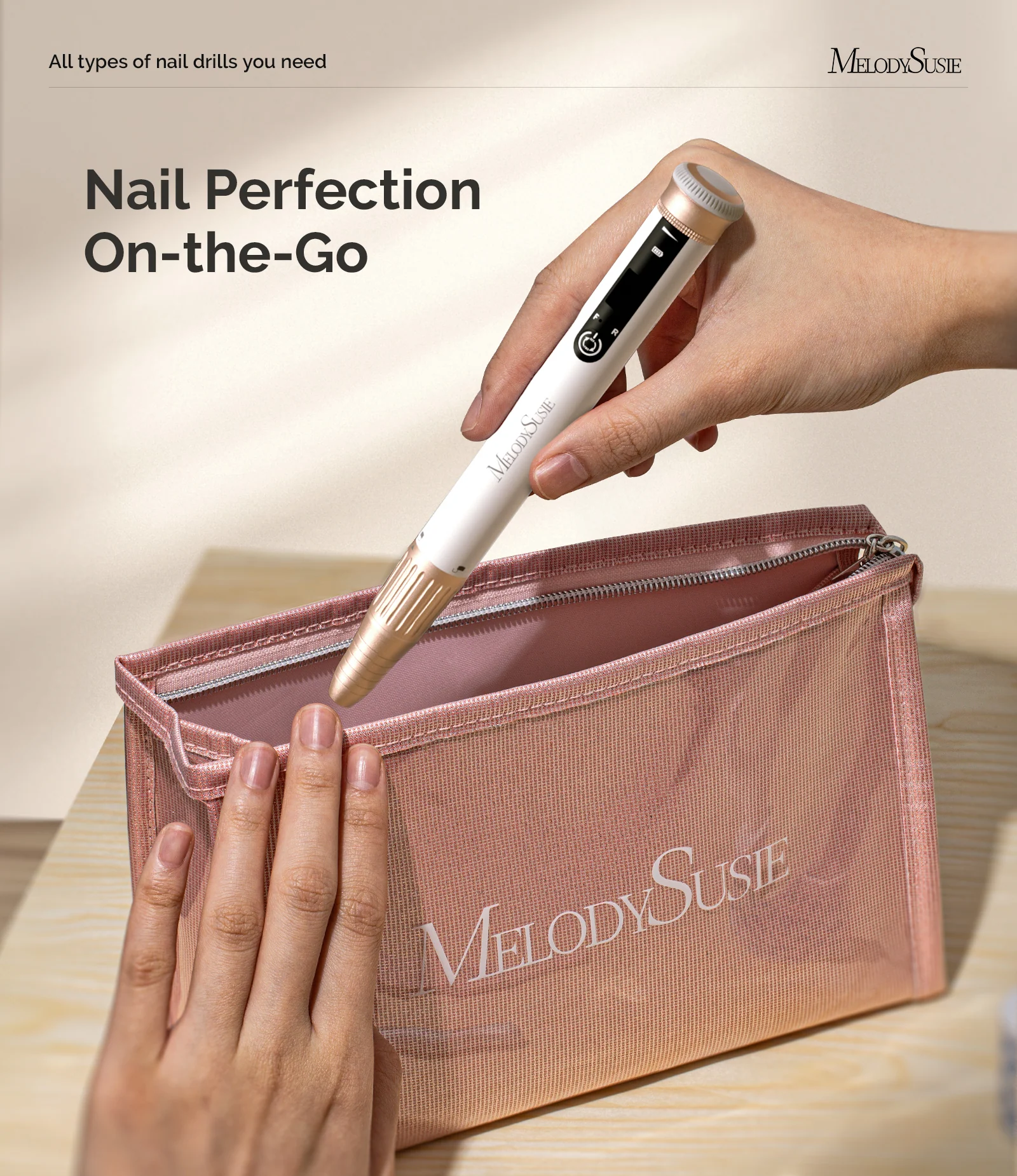 SM220G Pen-Shaped Rechargeable Nail Drill 30,000RPM - White