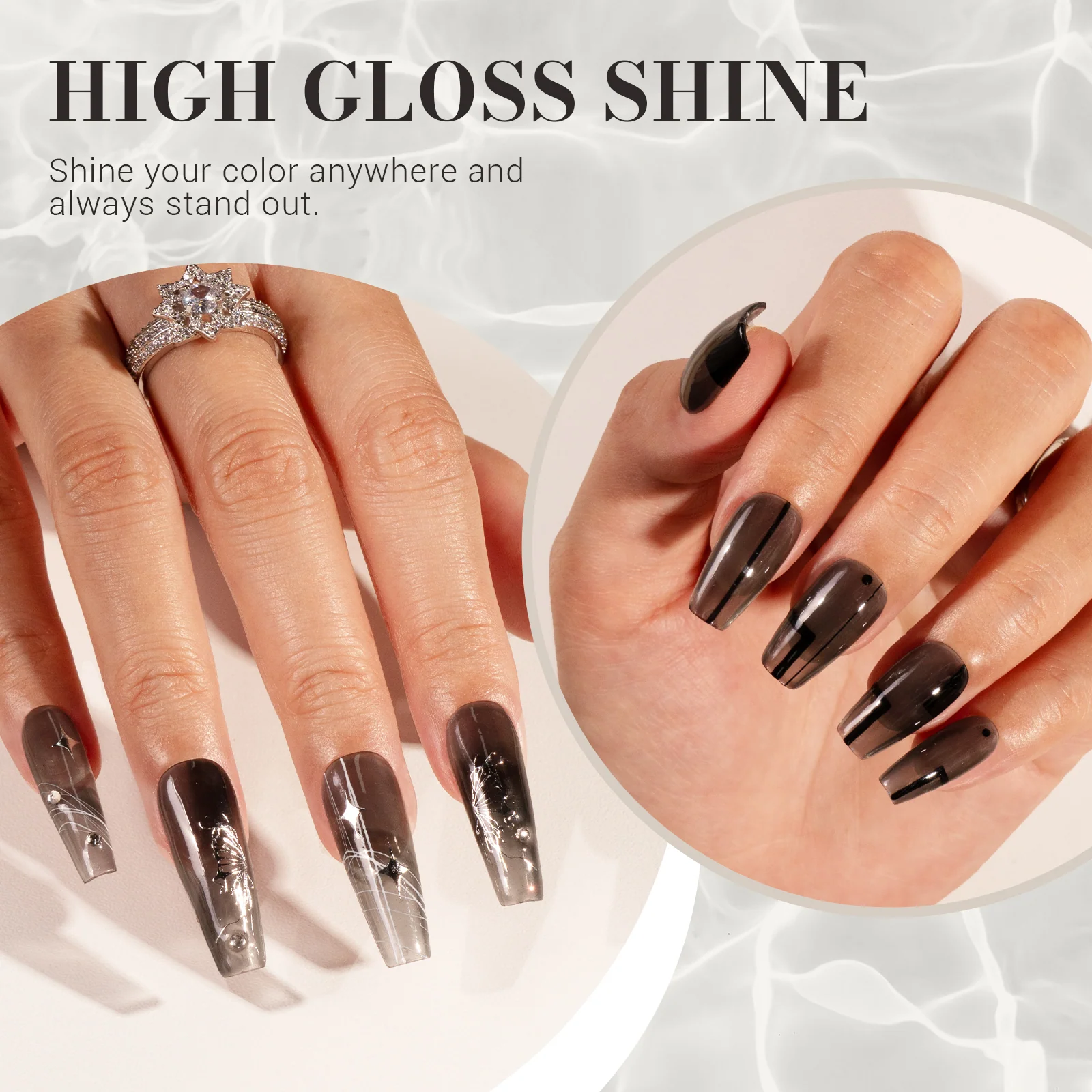 Jeweliver Jelly TPO-Free Gel Nail Polish 0.5 fl oz/15ml - Transparent Black JM-NJ-2