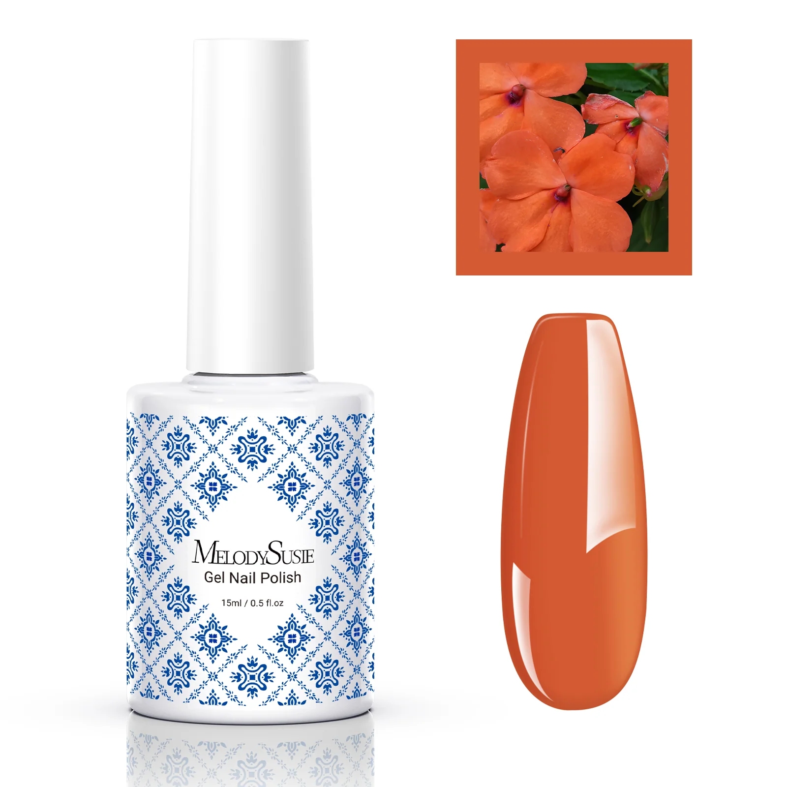 Fleurwee HEMA-Free & HPMA-Free & TPO-Free Gel Nail Polish Plant-based 0.5 fl oz/15ml - P43 Orange-Red Impatiens