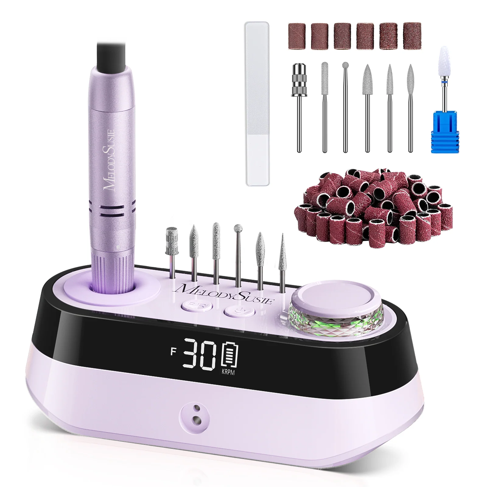 SC320A Desktop Rechargeable Nail Drill, 30,000RPM RPM - Purple