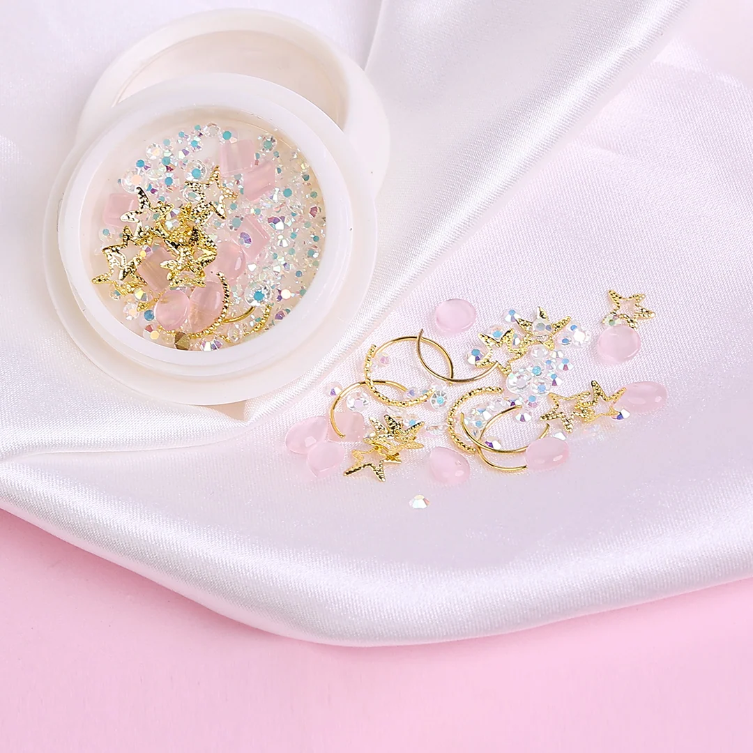 Mixed Rivets Alloy Flatback Crystal Opal Nail Rhinestones Set