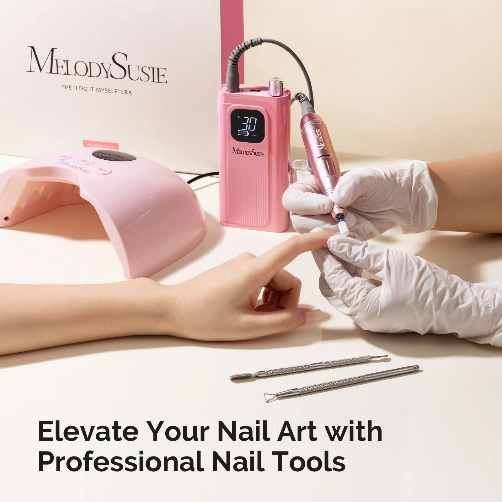 MelodySusie SC300E Nail Drill & PLUS30A Nail Lamp Nail Tools Gift Box