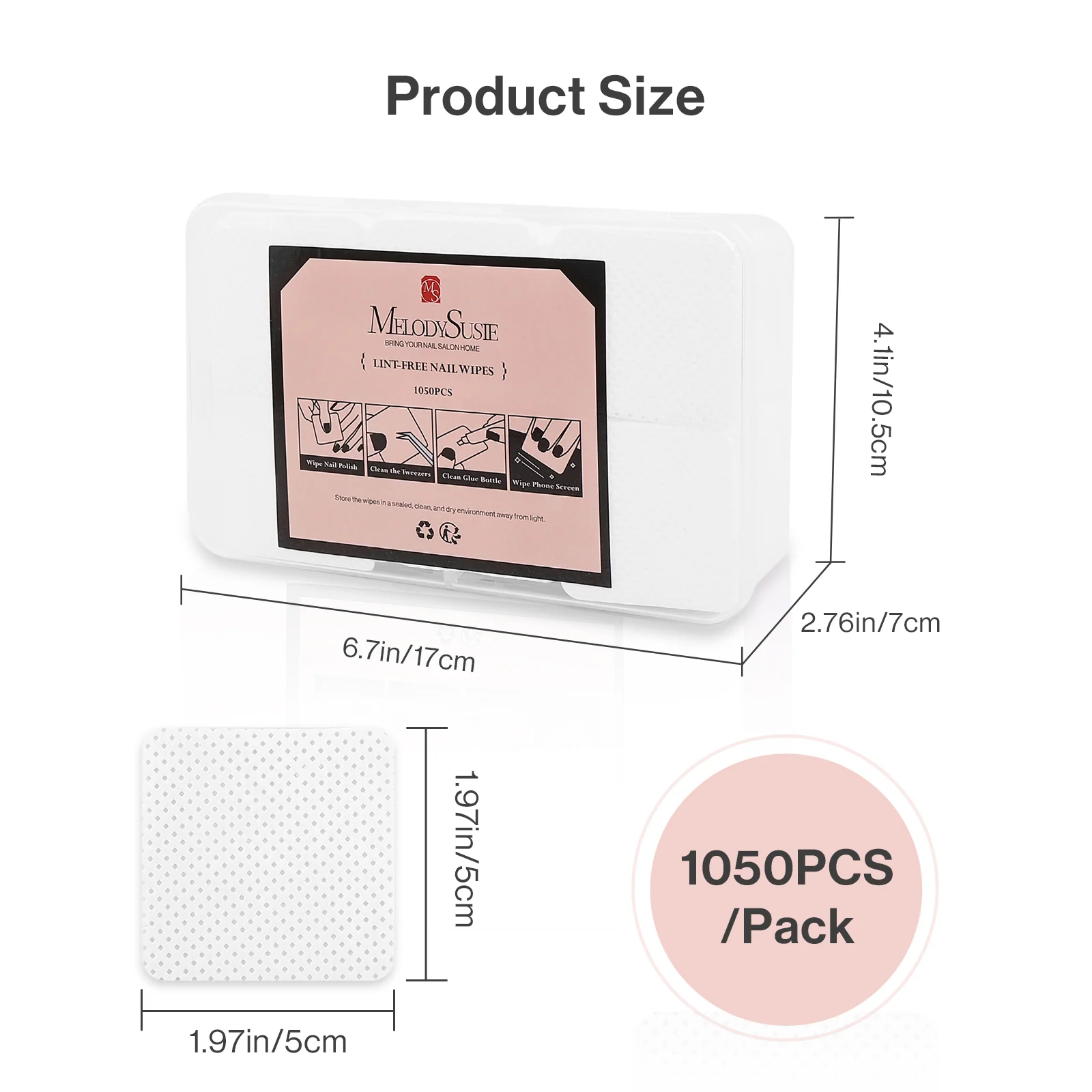 1050 Pcs Lint Free Nail Wipes in a Storage Box