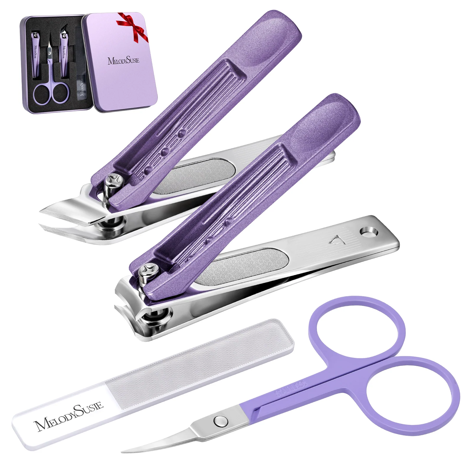Stainless Steel Nail Clippers 4-in-1 Manicure Kit in Purple 4 in