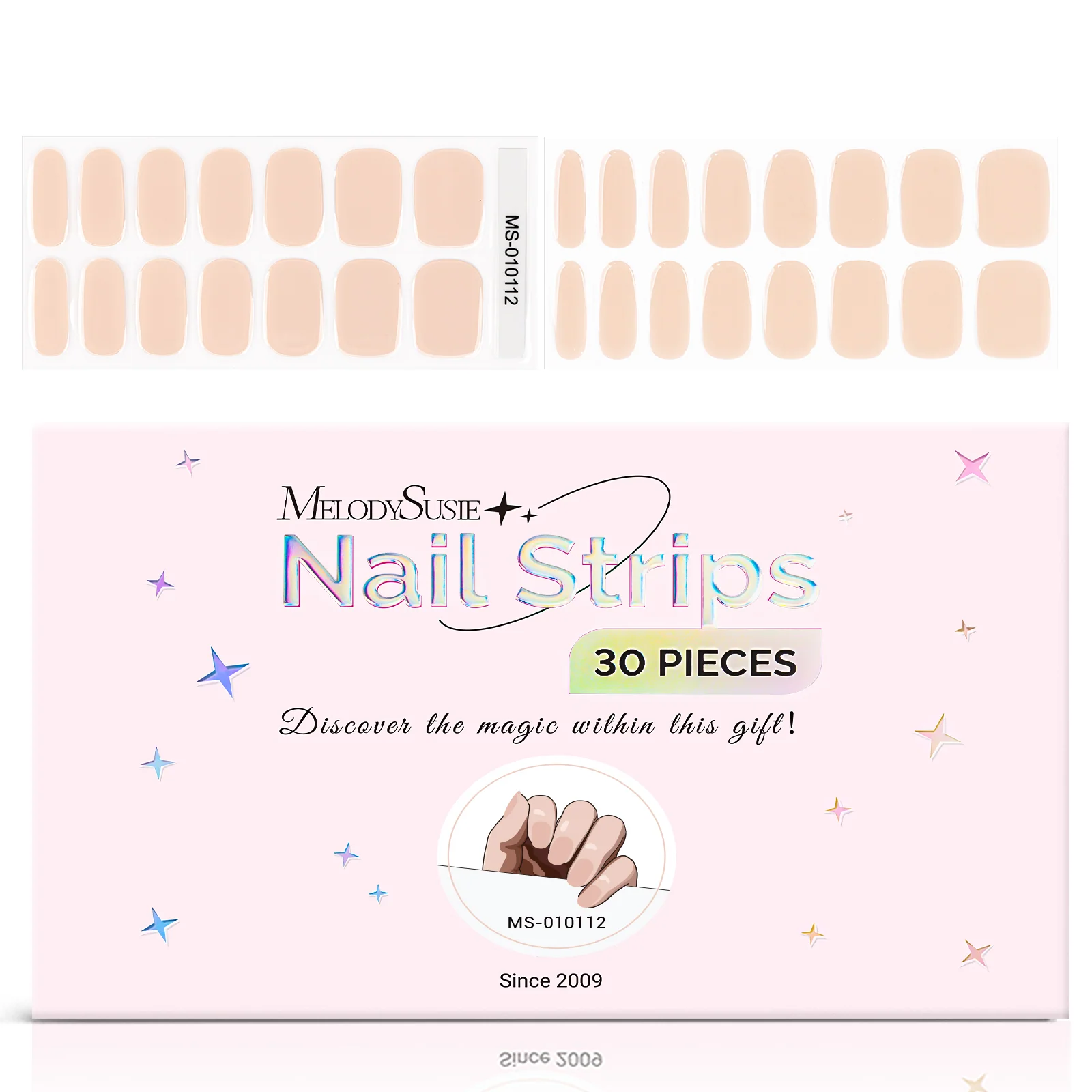 MelodySusie Semi Cured Gel Nail Strips with 3D and 5D Stickers