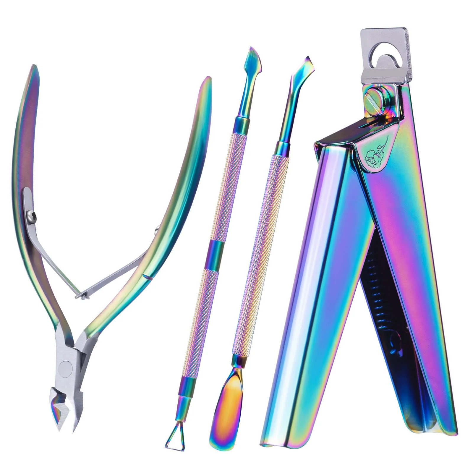 Acrylic Nail Clipper 4 in 4-in-1 Kit with Cuticle Trimmer and Scraper