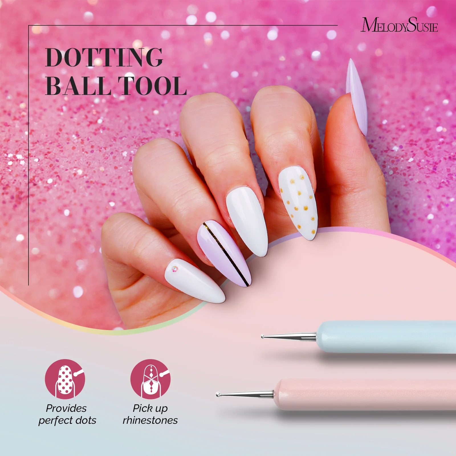 MelodySusie Color Nail Art Brushes Set of 6 for Detail Work