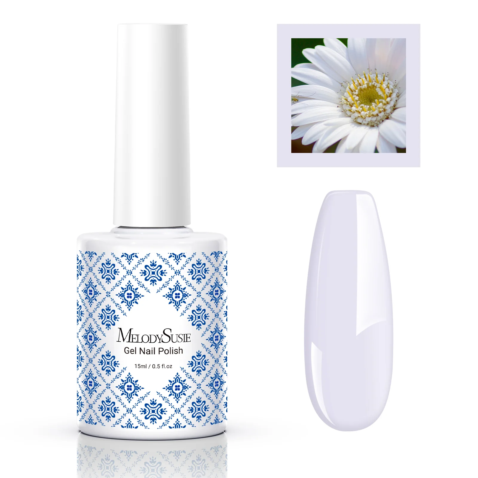 Fleurwee 不含 HEMA、不含 HPMA、不含 TPO 植物基凝胶指甲油 0.5 fl oz/15ml - P50 Daisy-White