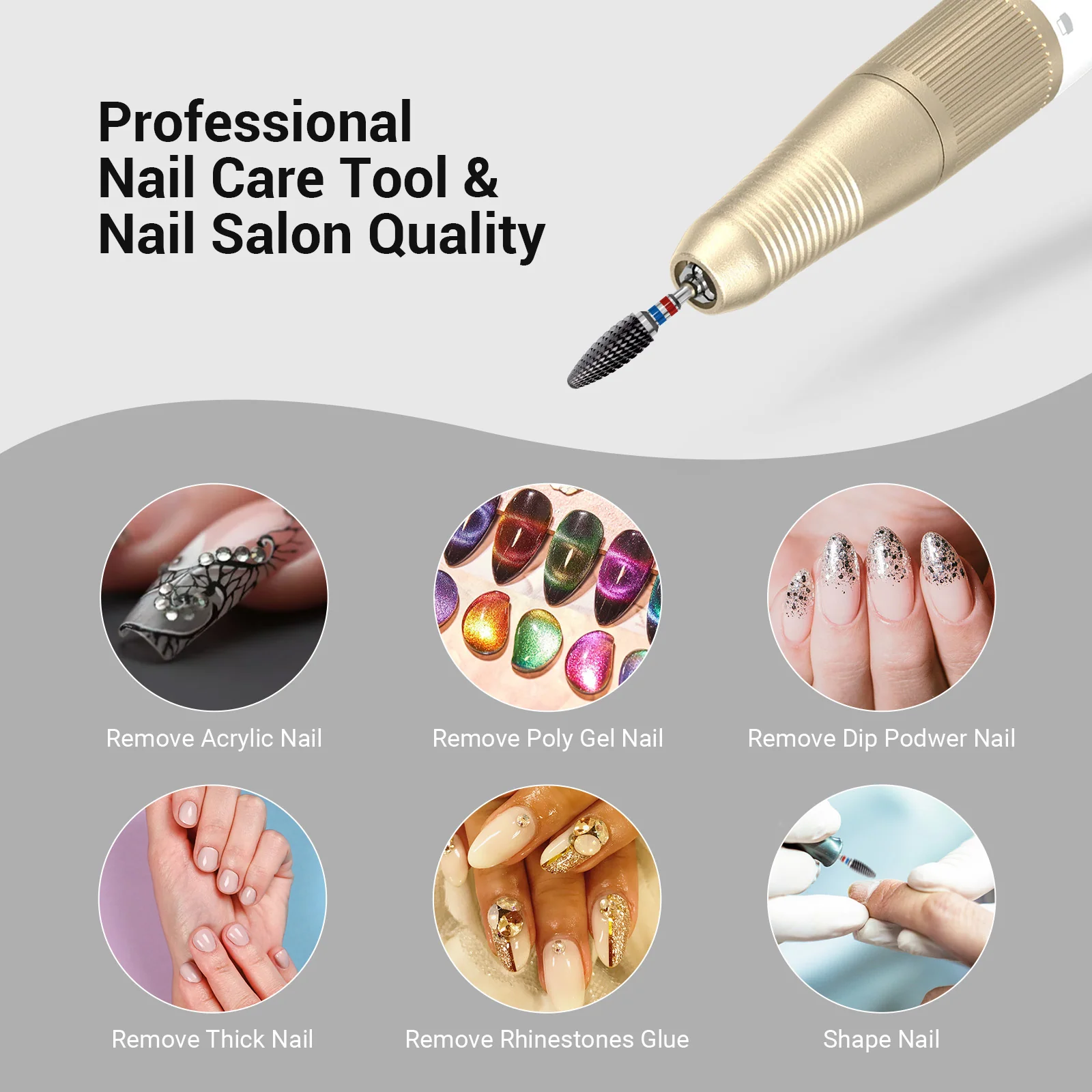Ceramic Nail Drill Bit Black for Gel and Acrylic Removal