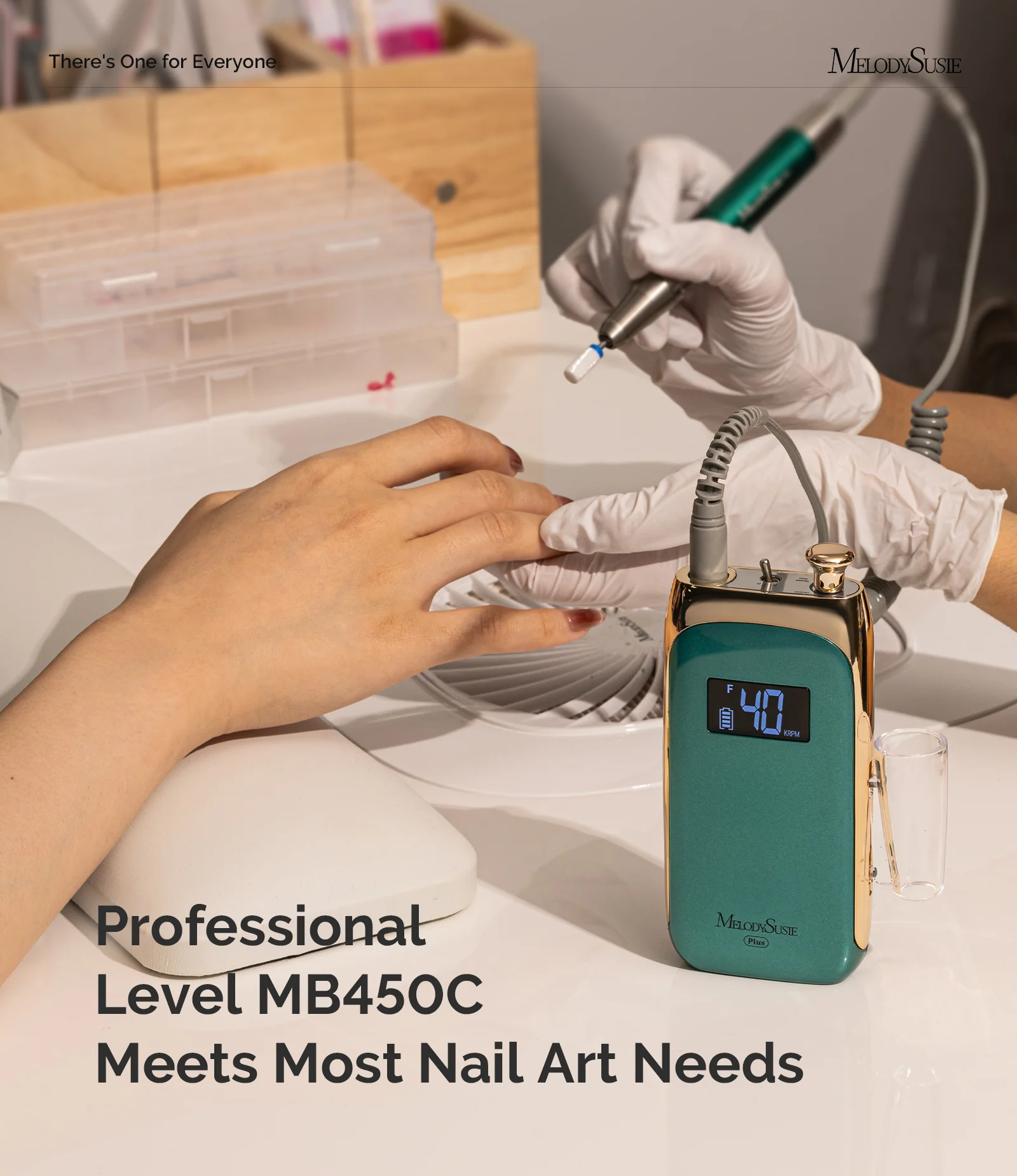 Jade Plus(MB450C) Clip-On Professional Vintage-Style Rechargeable Nail Drill 40,000RPM
