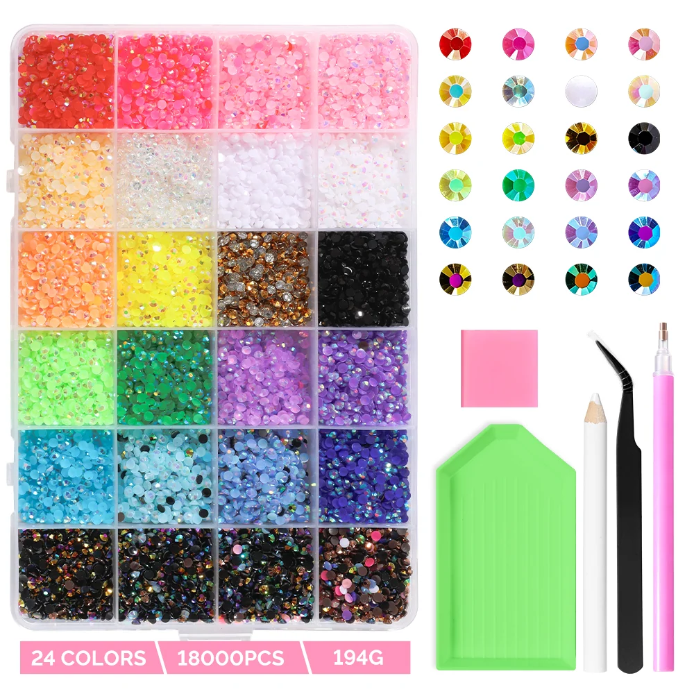 Nail Rhinestones Kit with Tweezers and Pick-Up Tools