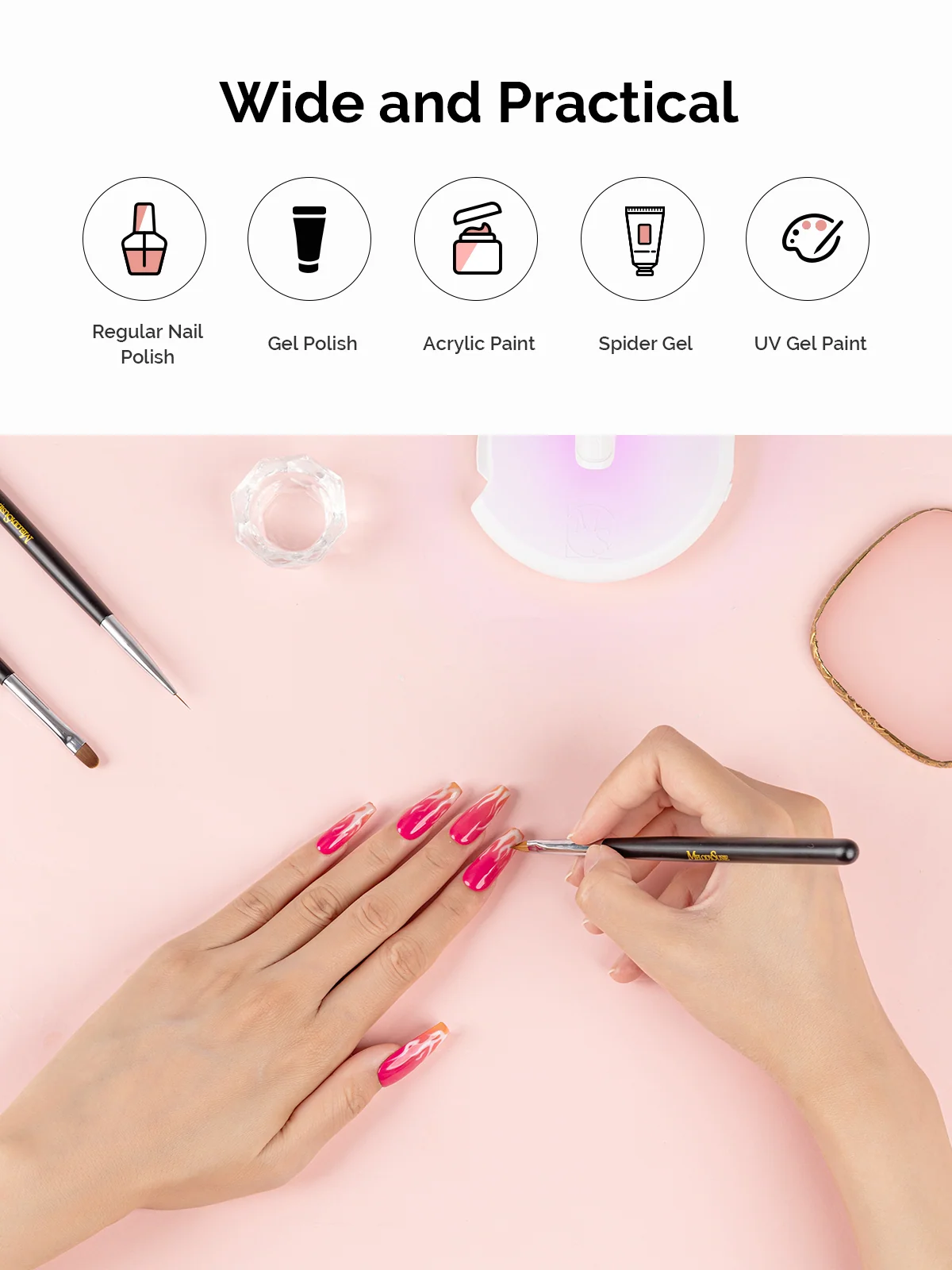 Nail Art Brushes Set (6Pcs) for Detailed Nail Designs - US Only