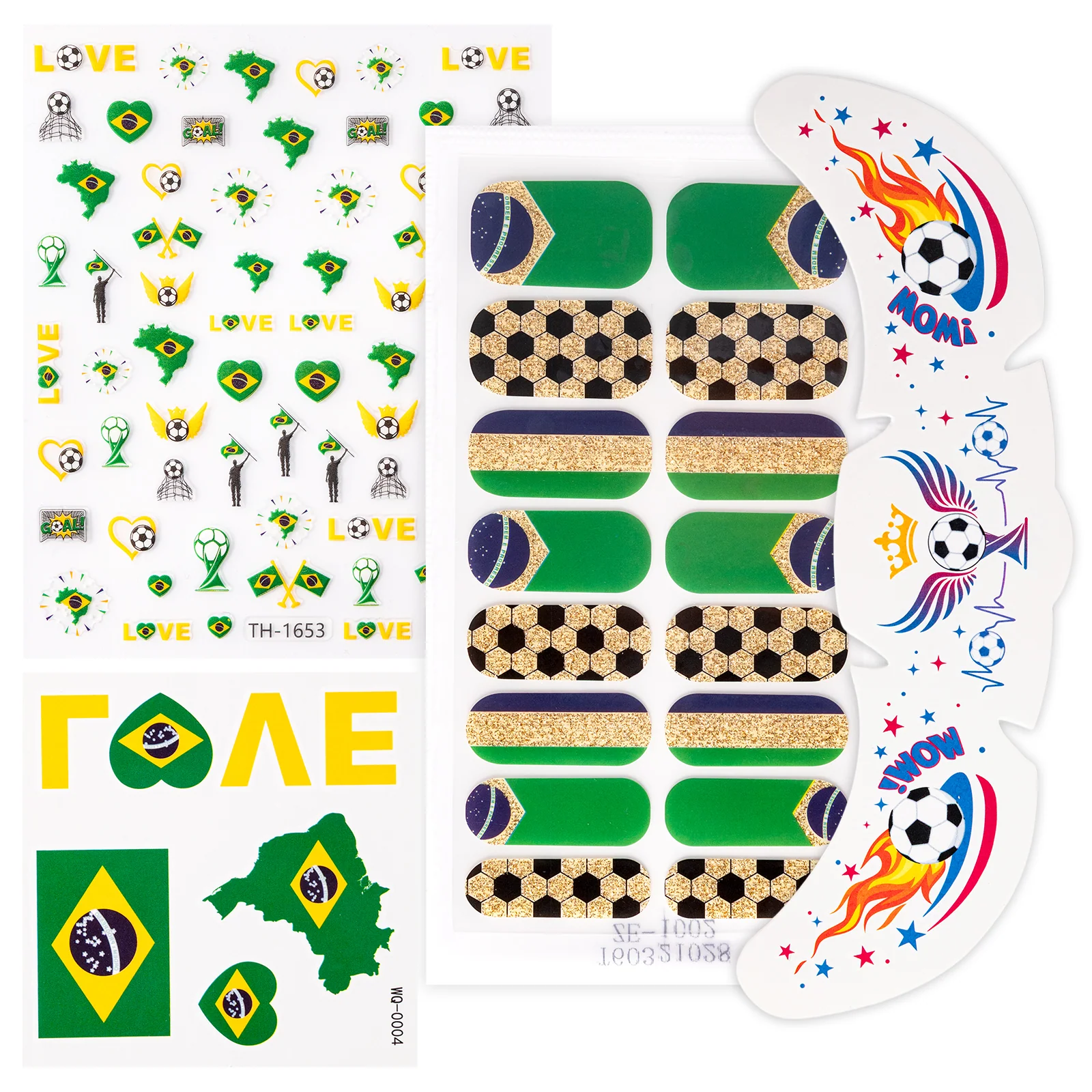 Gameday FanGlow Kit World Cup Soccer Flag Nail Strips and Face Tattoos