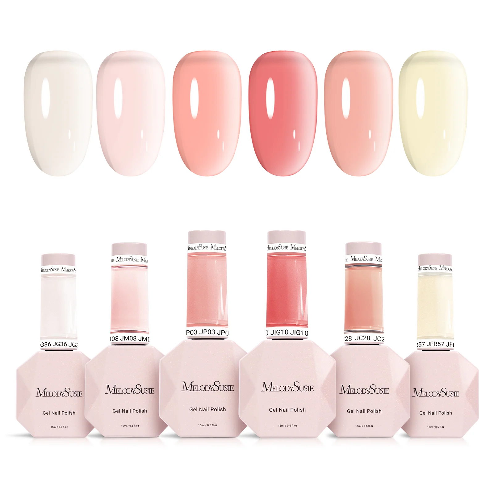 6 Colors Jeweliver Jelly TPO-Free Gel Nail Polish Set 0.5 fl oz/15ml - Nude