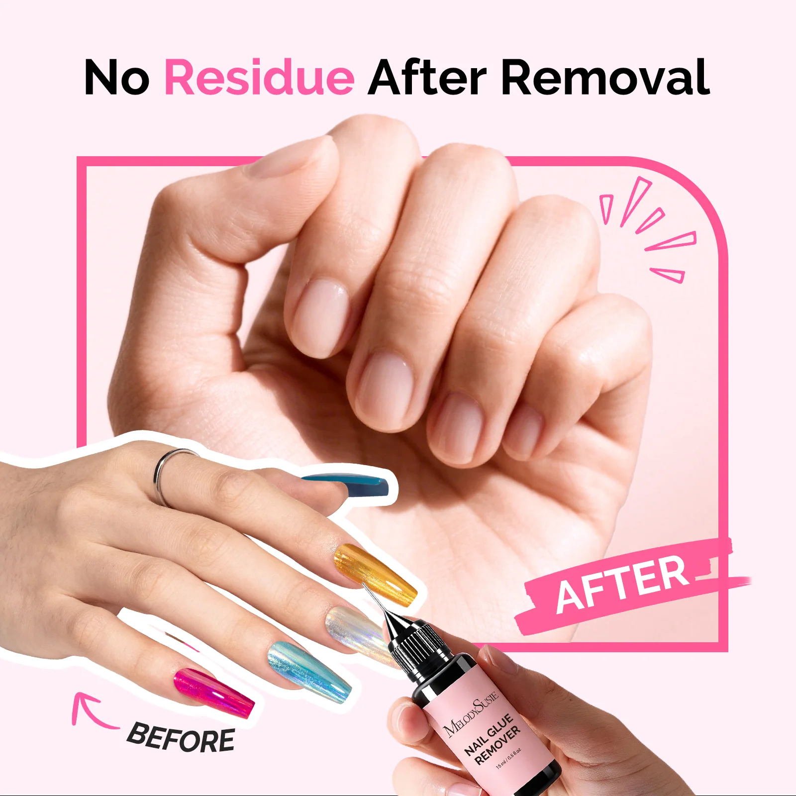 2Pcs Nail Glue Remover 15ml+30ml with Non-Acetone Formula