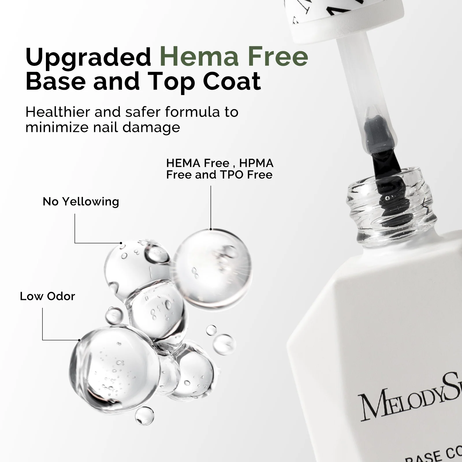 顶层胶 & 底胶 - 无 HEMA、无 HPMA、无 TPO 甲油胶 0.5 fl oz/15ml