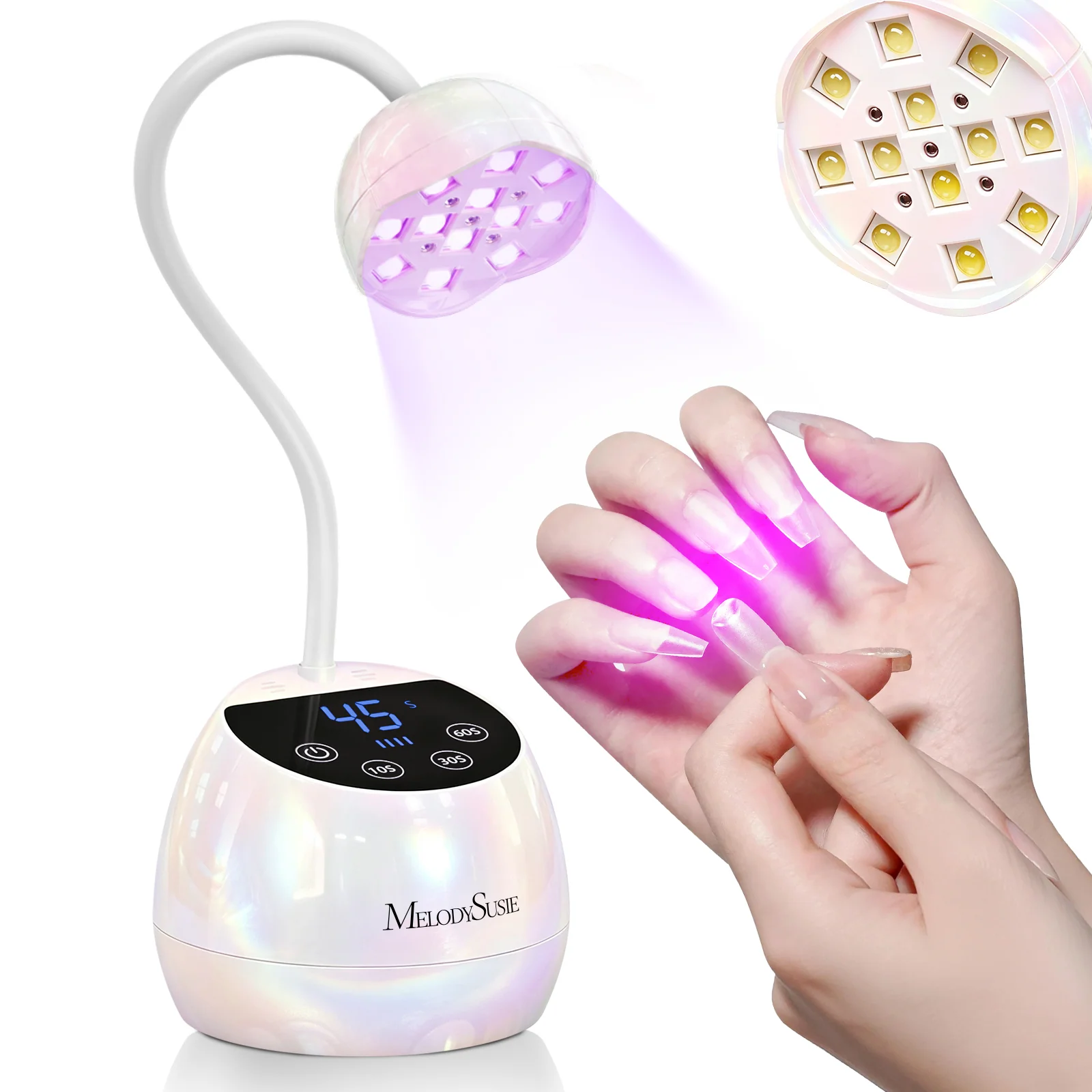 P-ArtM2 Gooseneck Cordless UV Nail Lamp in Pearl White