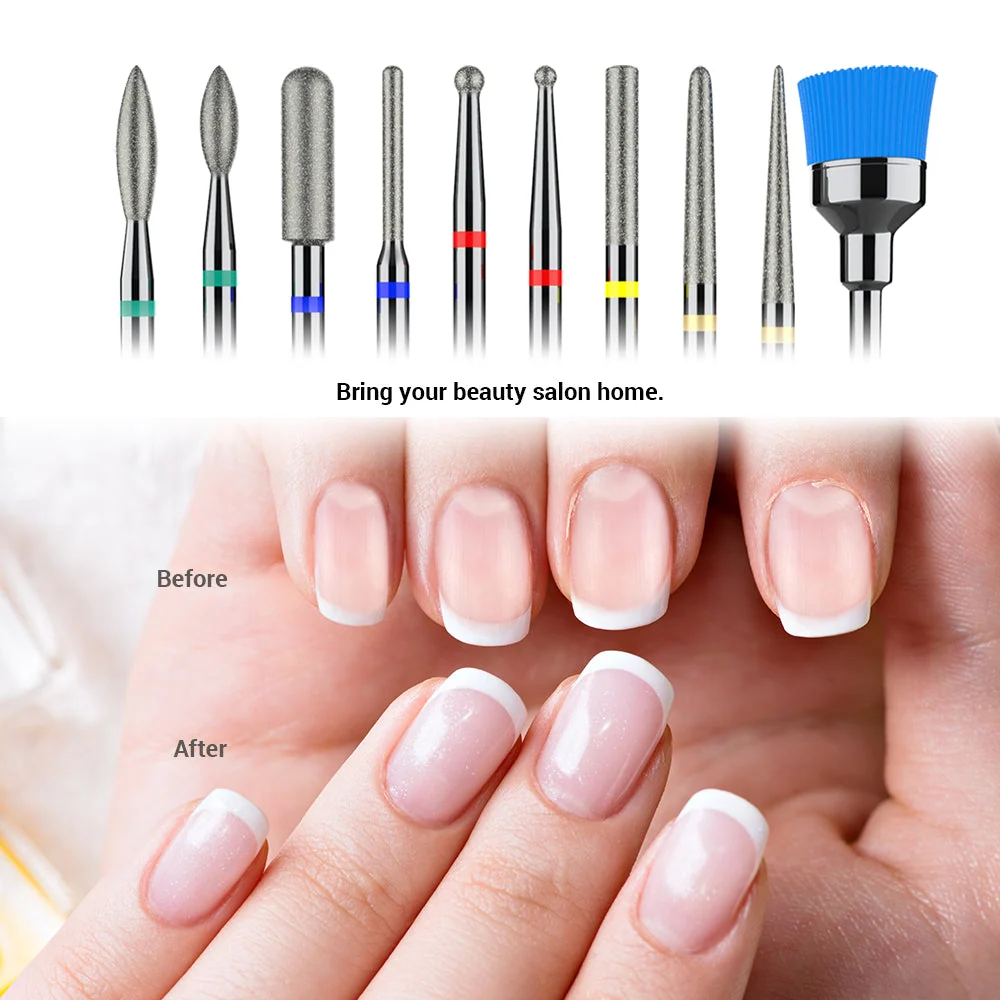 Diamond Cuticle Nail Drill Bits Set 10Pcs