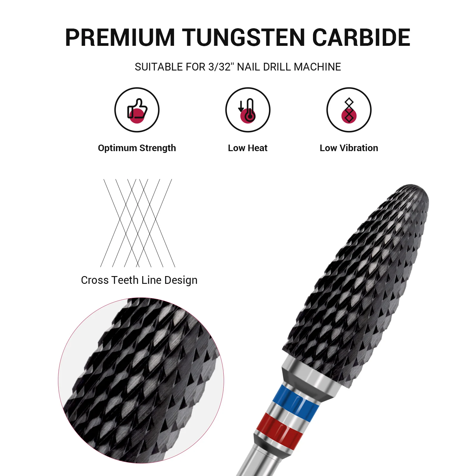 Ceramic Nail Drill Bit Black for Gel and Acrylic Removal