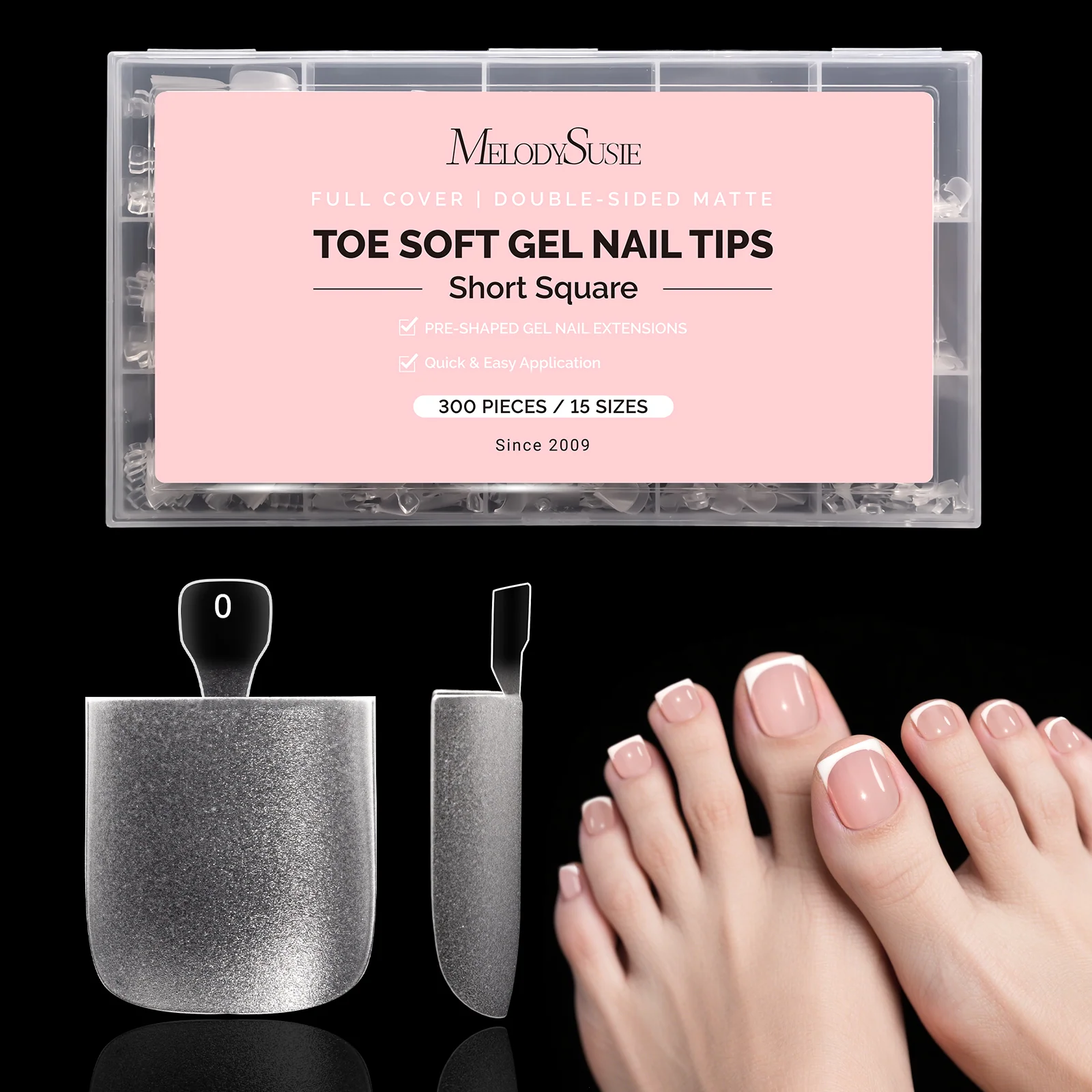 Acrylic Full Cover Toe Nail Tips with 70-Grit Half Matte Surface