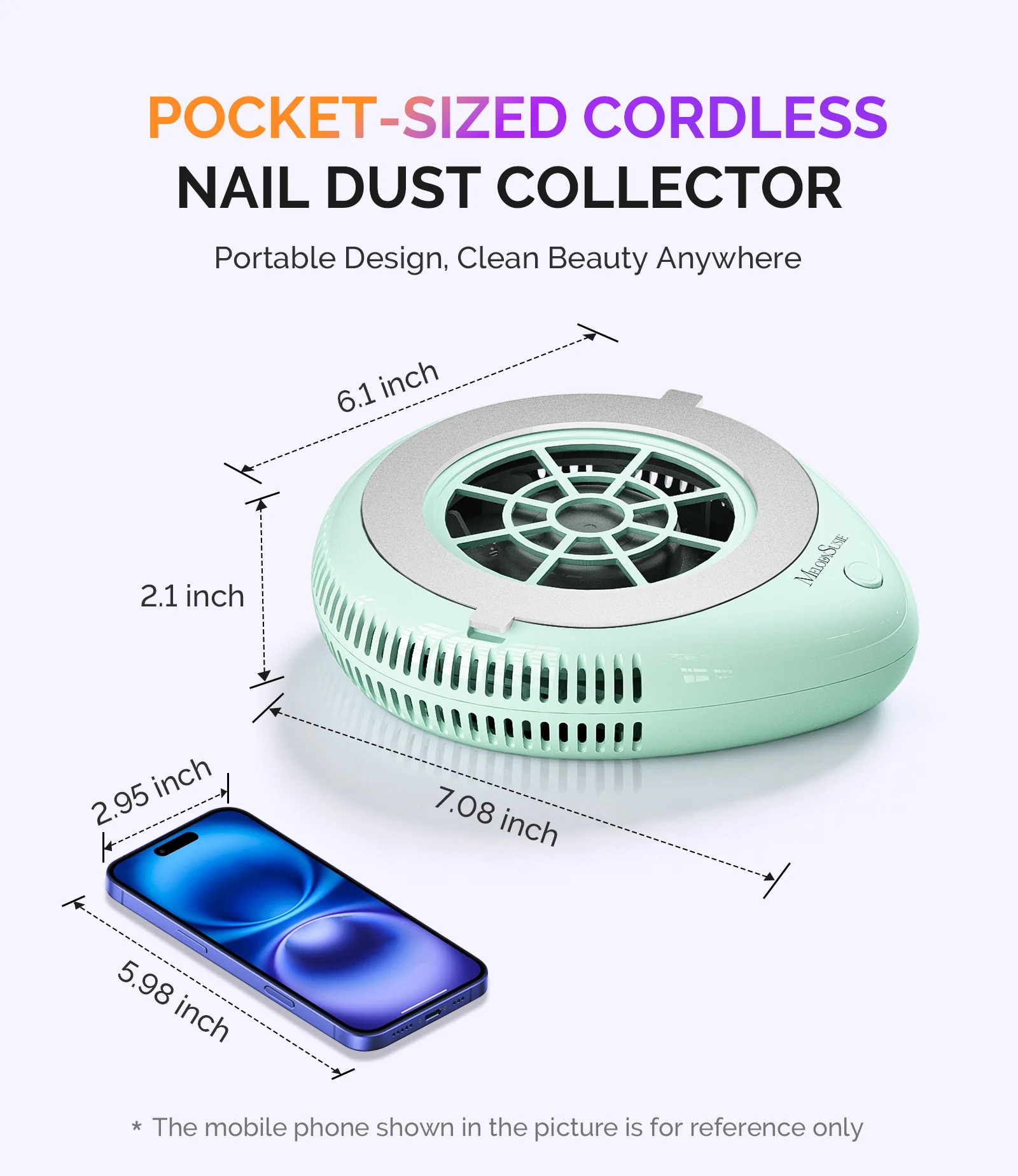 PProR Cordless Rechargeable Nail Dust Collector in Green