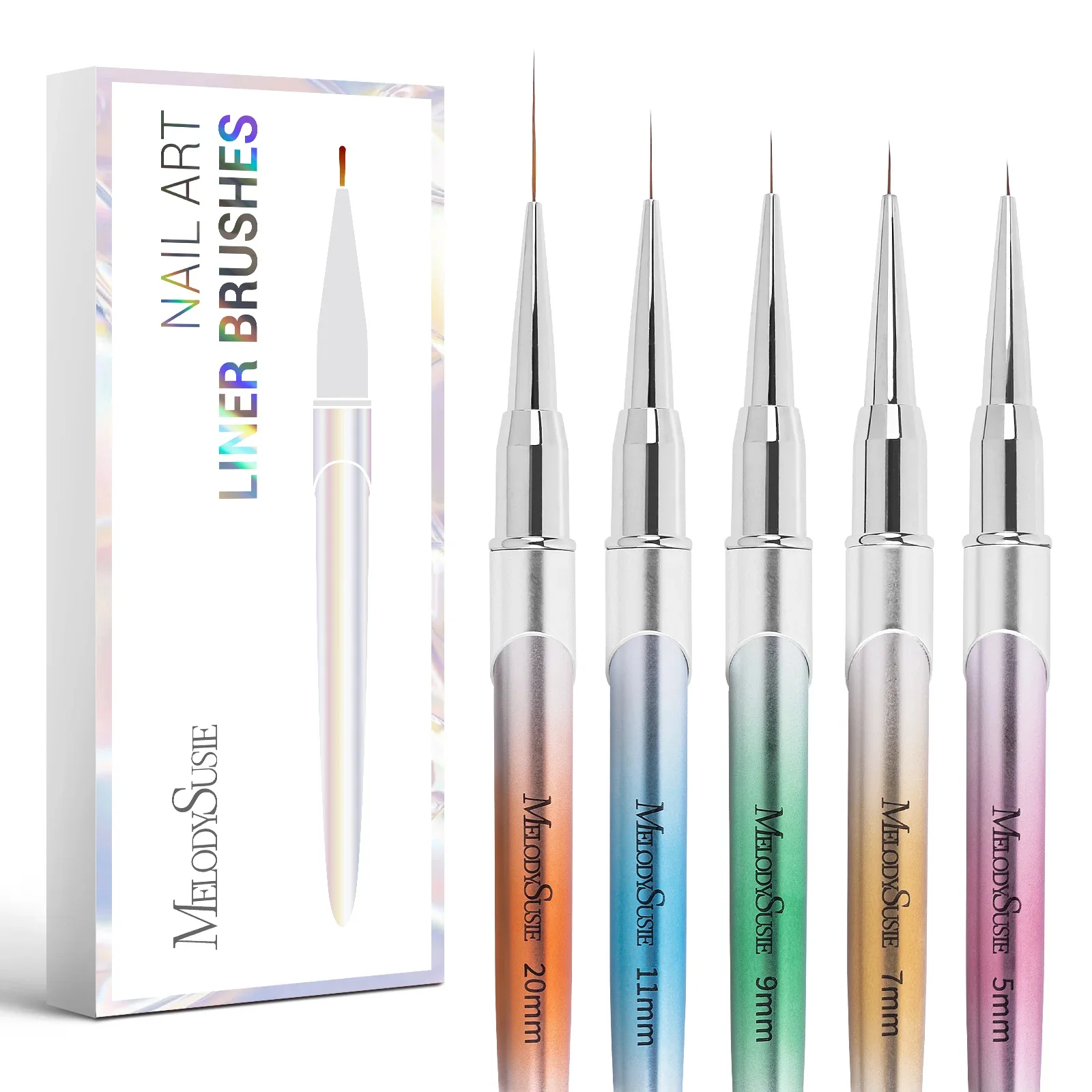 MelodySusie Color Nail Art Brushes Set of 6 for Detail Work