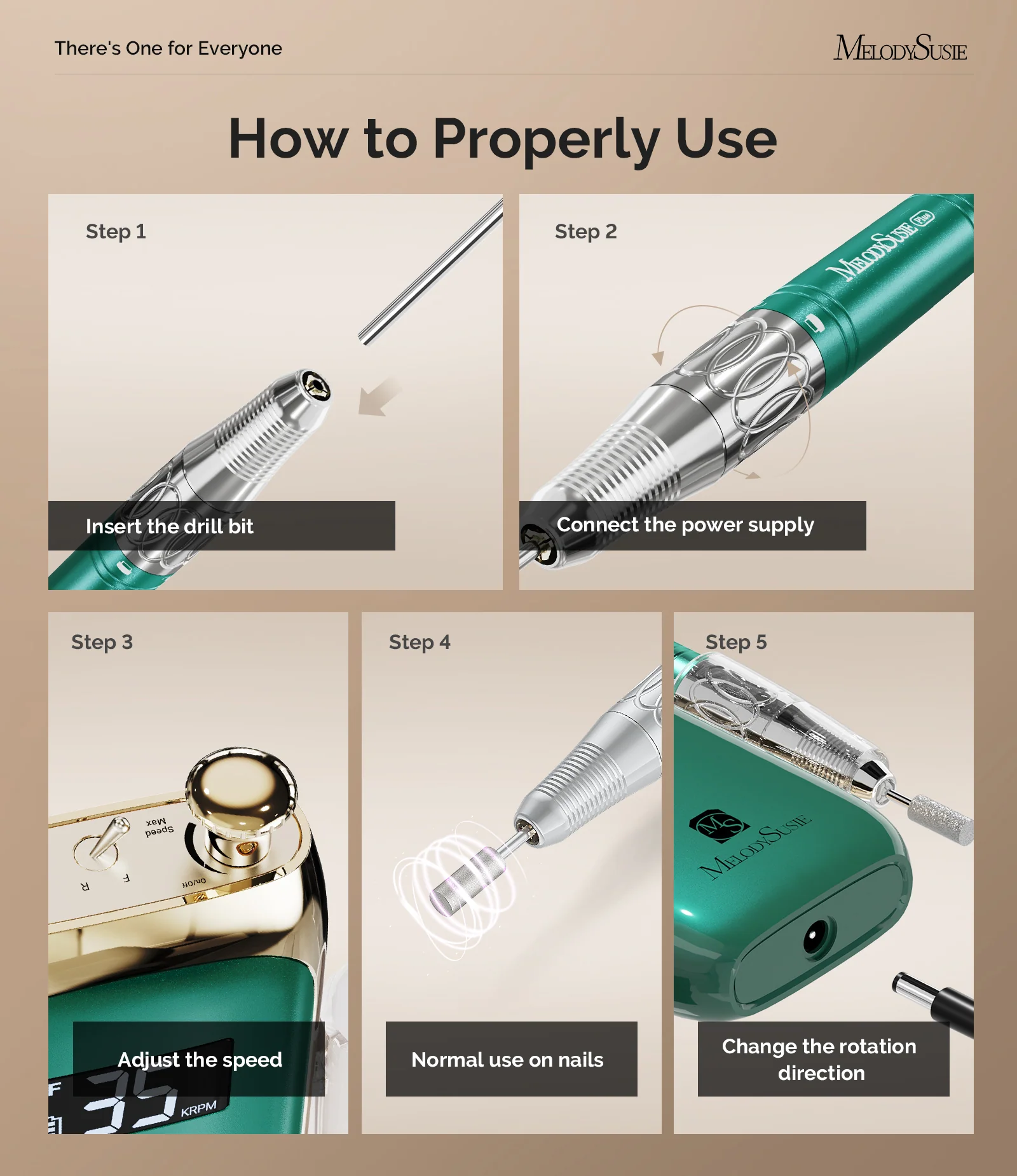 Jade Plus(MB450C) Clip-On Professional Vintage-Style Rechargeable Nail Drill 40,000RPM
