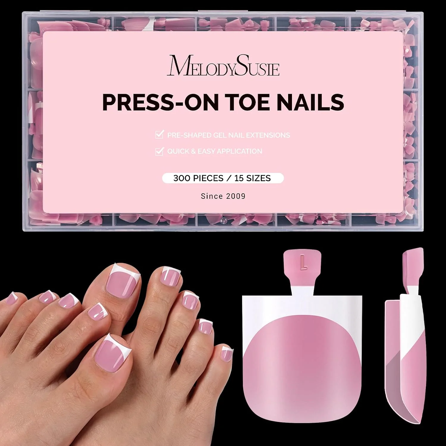 Acrylic Full Cover Toe Nail Tips with 70-Grit Half Matte Surface