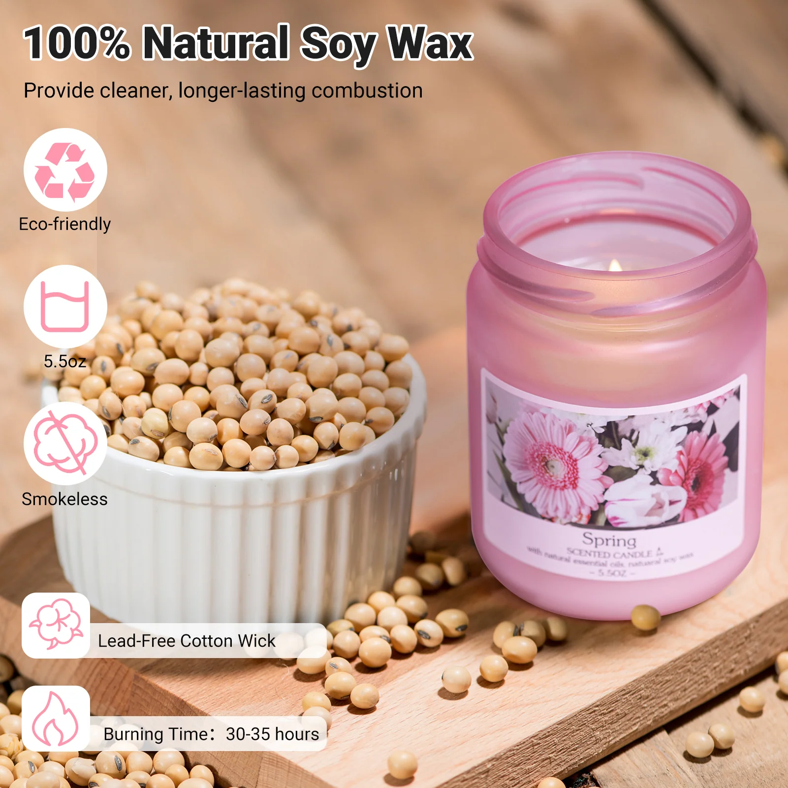 Spring Scented Candle Gift Set with 4 Scented Jars for Home