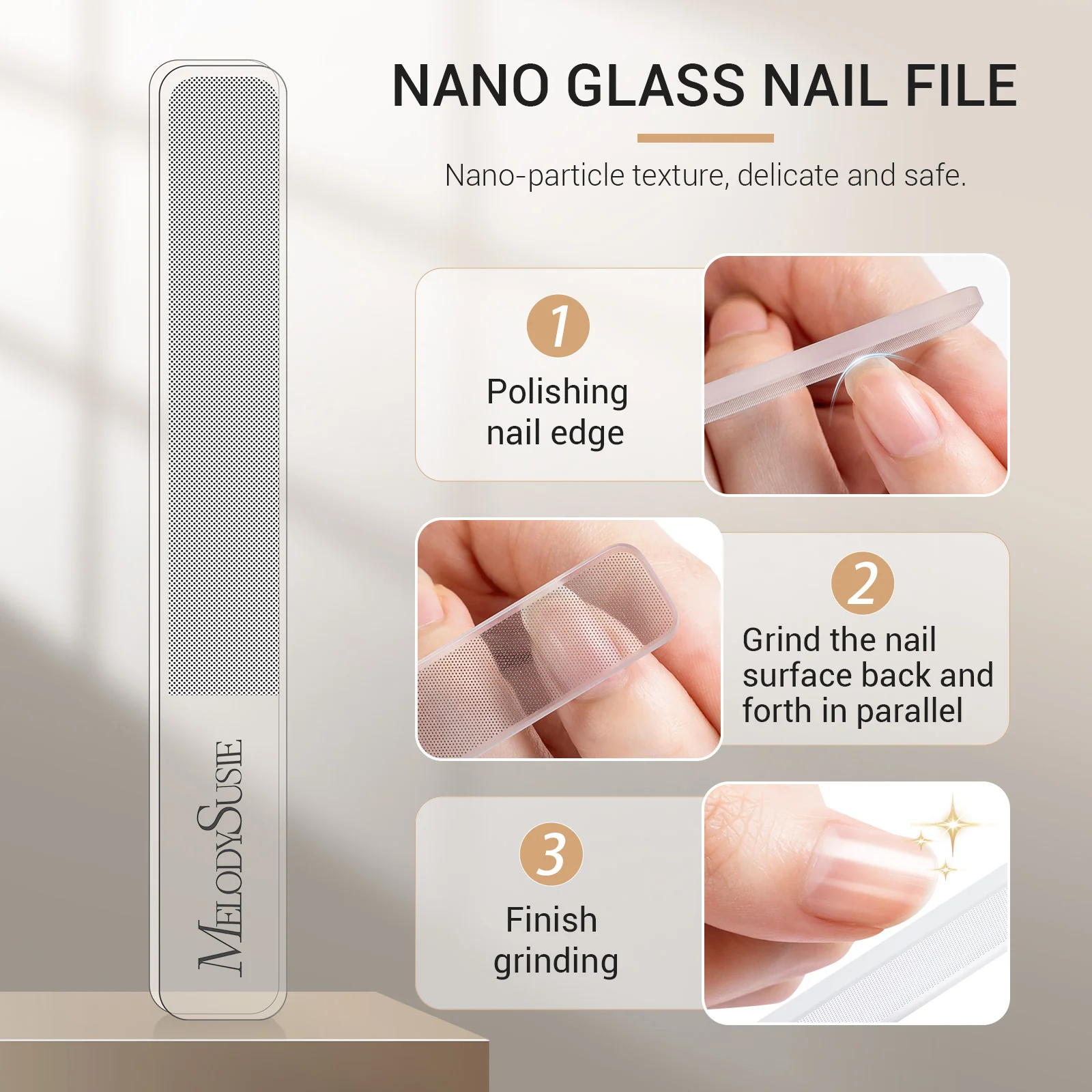 Melodysusie Stainless Steel Nail Clippers 3 in 1 Kit in Champagne