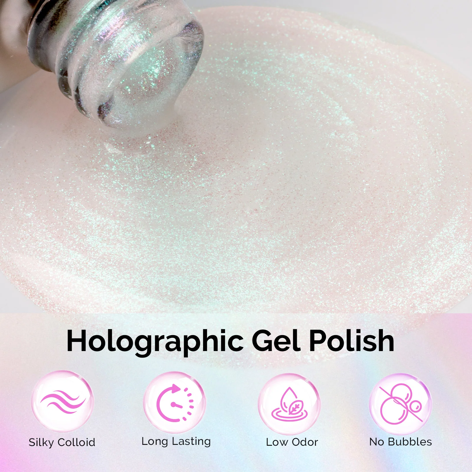 G2302 Jelly White Aurora Shimmer - 无TPO厚款凝胶指甲油(15ml)