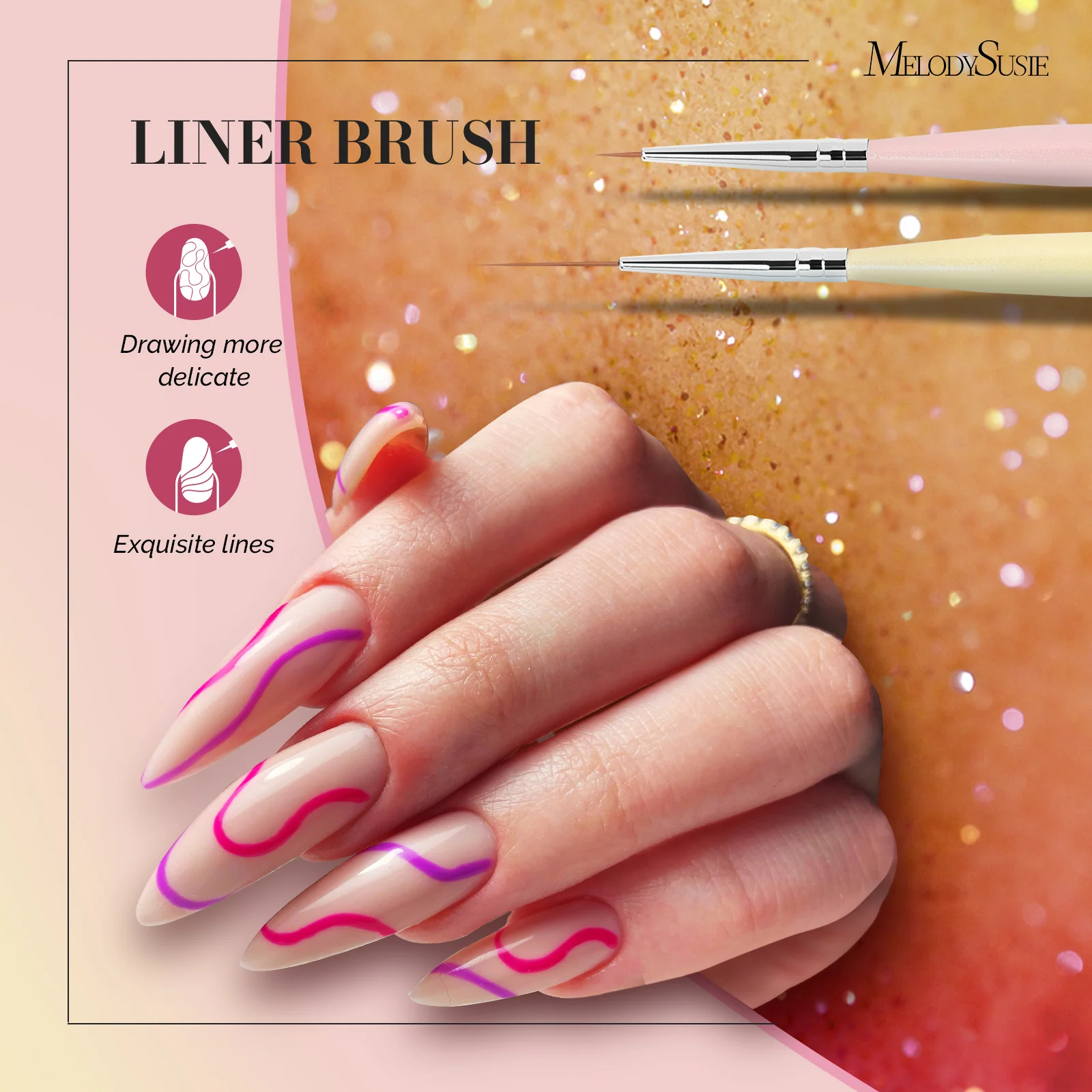 MelodySusie Color Nail Art Brushes Set of 6 for Detail Work