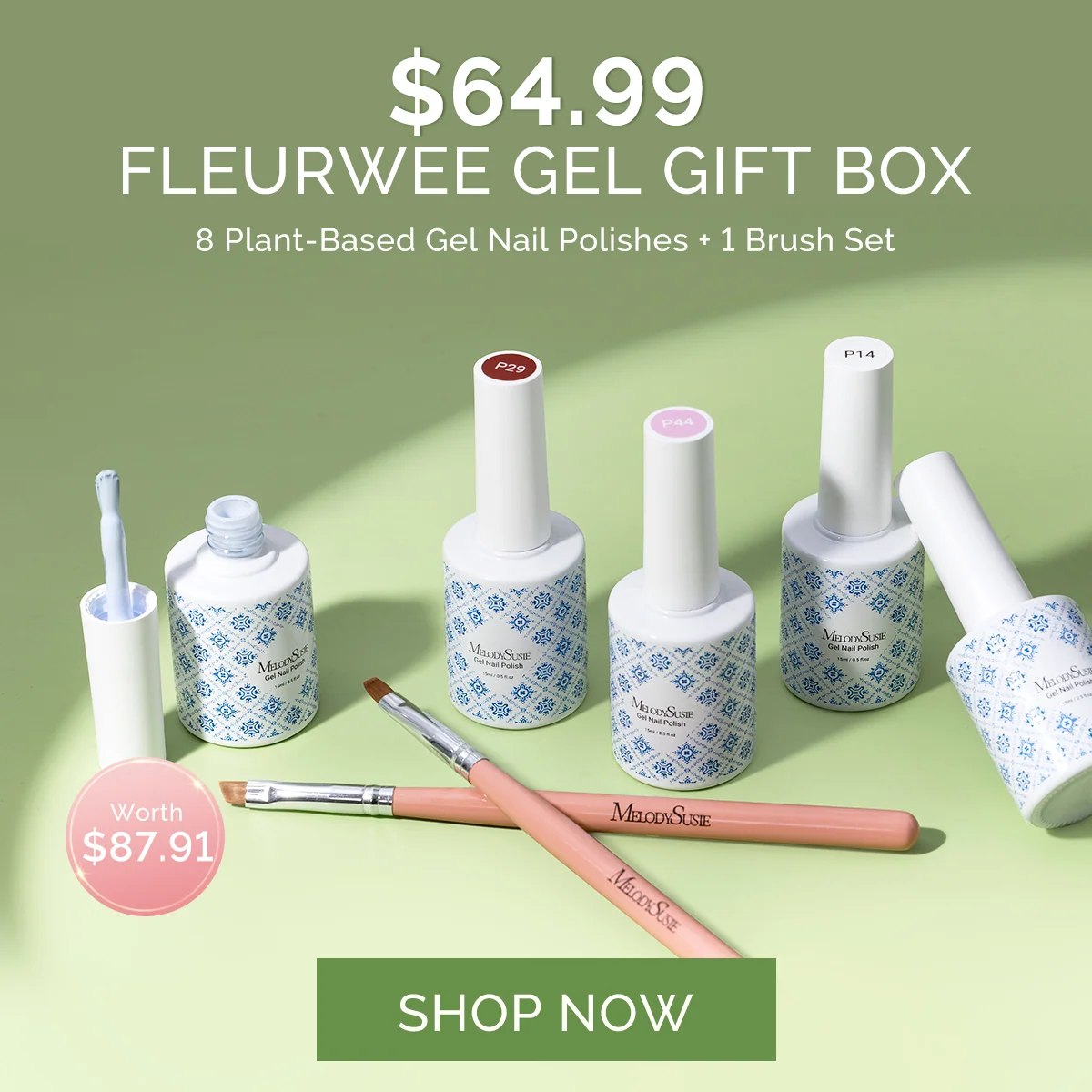 Custom Fleurwee Plant-Based Gel Nail Polish Collection with Brush Set