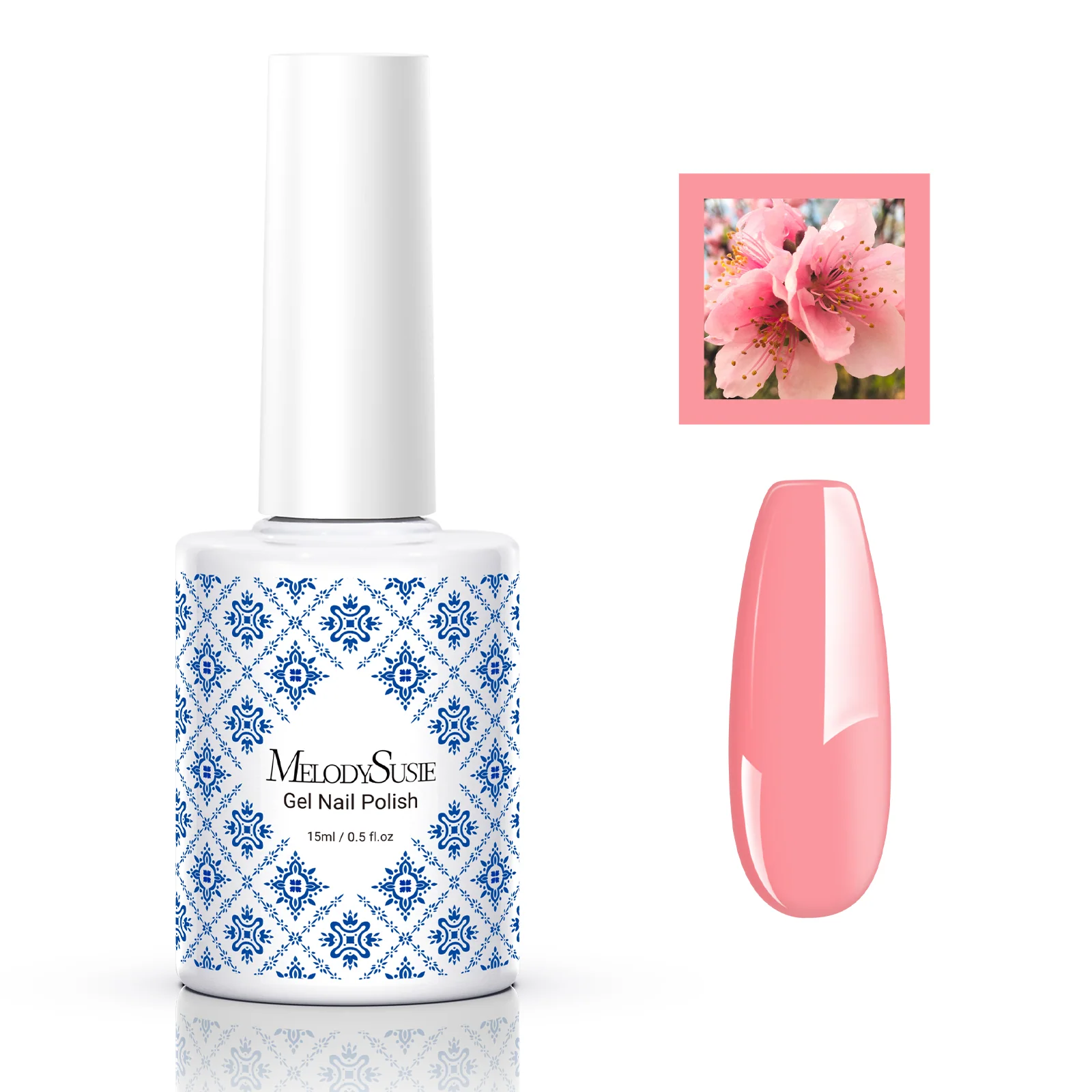 LED/UV Nail Lamps & Nail Drill Bits | MelodySusie 不含 HEMA、HPMA 和 TPO 的植物基甲油胶 0.5 fl oz/15ml - P54 桃花粉