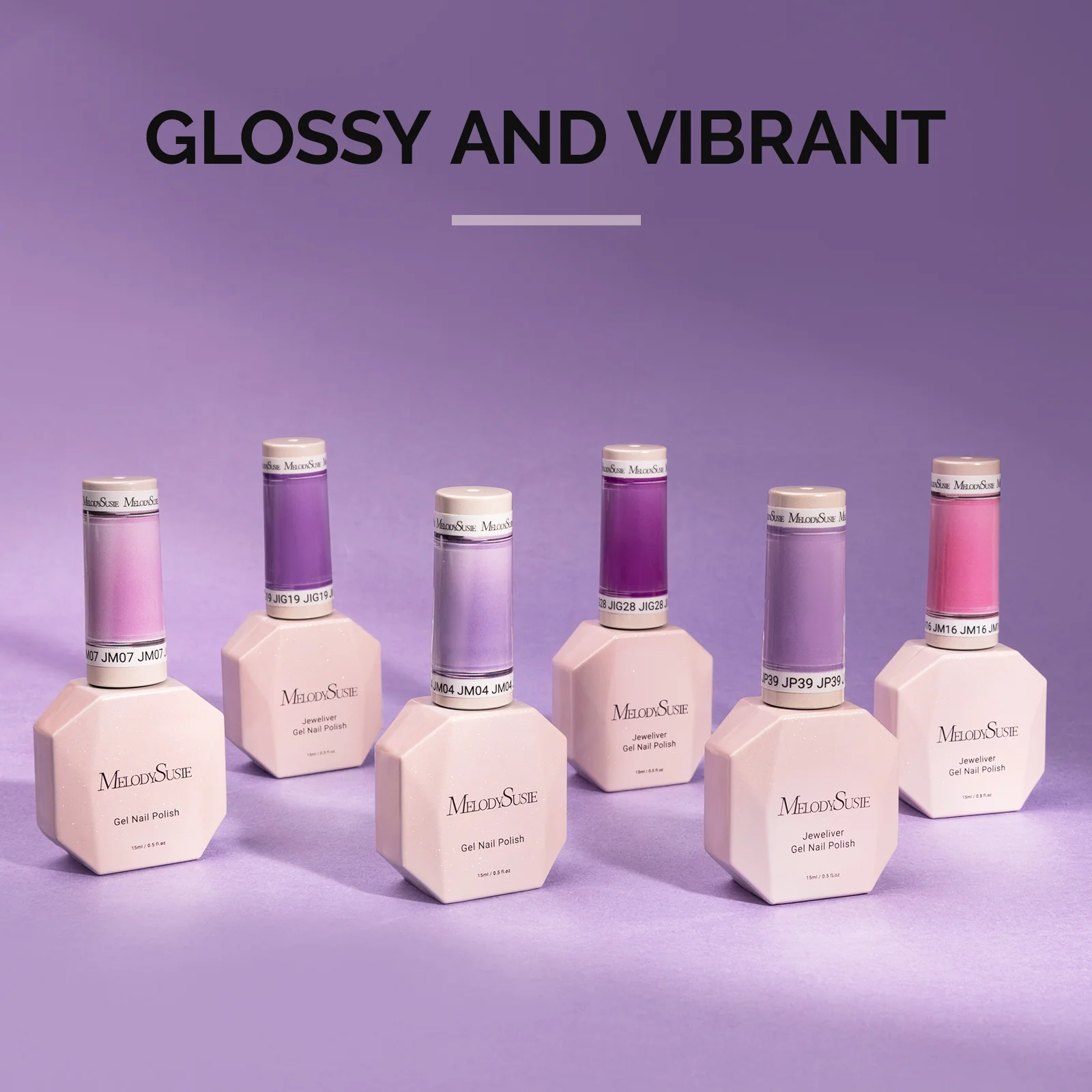 6 Colors Jeweliver Jelly TPO-Free Gel Nail Polish Set 0.5 fl oz/15ml - Purple