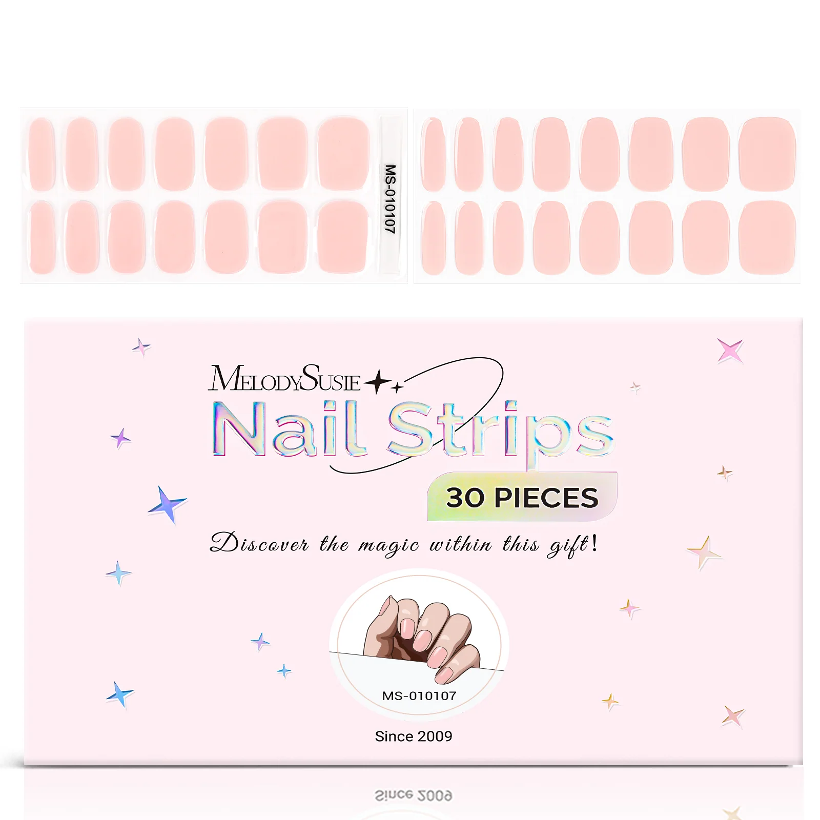 MelodySusie Semi Cured Gel Nail Strips with 3D and 5D Stickers