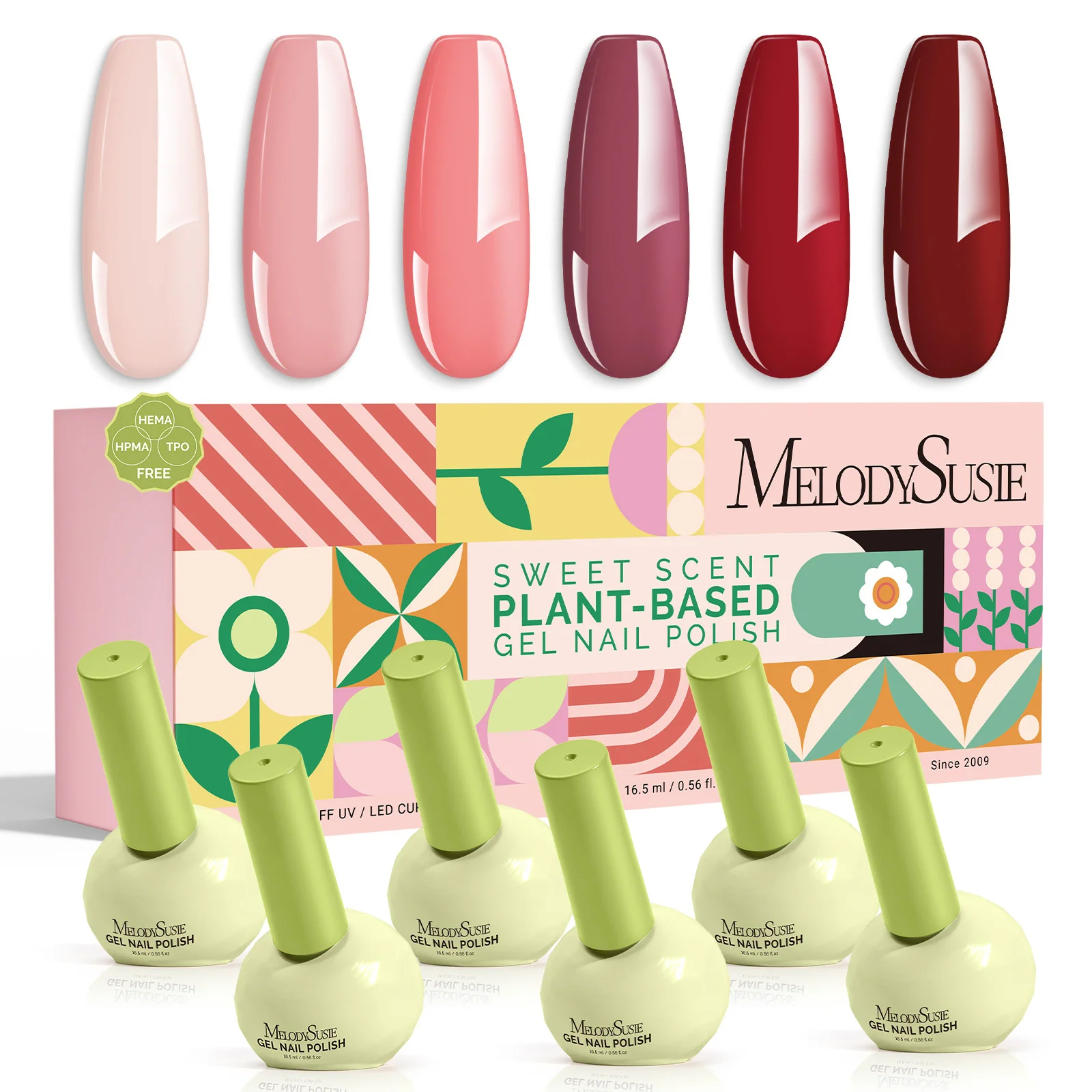 Melodysusie Crimberry Spark 6Pcs Scented Plant-Based Gel Polish Gift Set 16.5ml