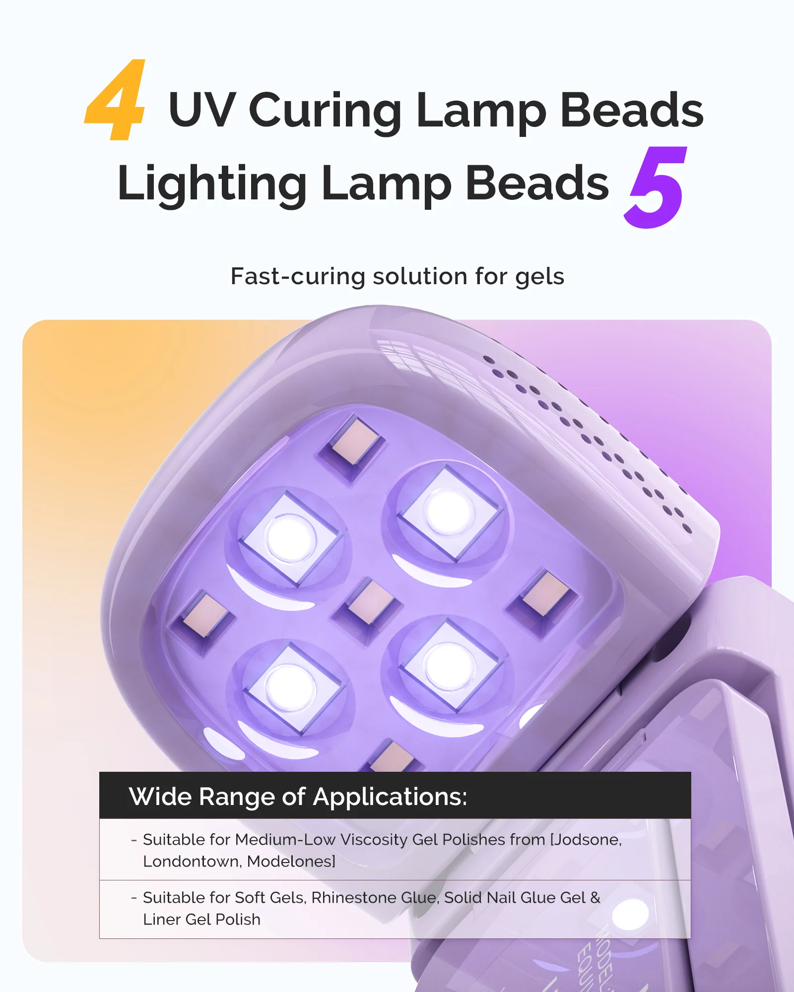 P-ART09F Foldable 2-in-1 Cordless UV LED Mini Nail Lamp, Purple