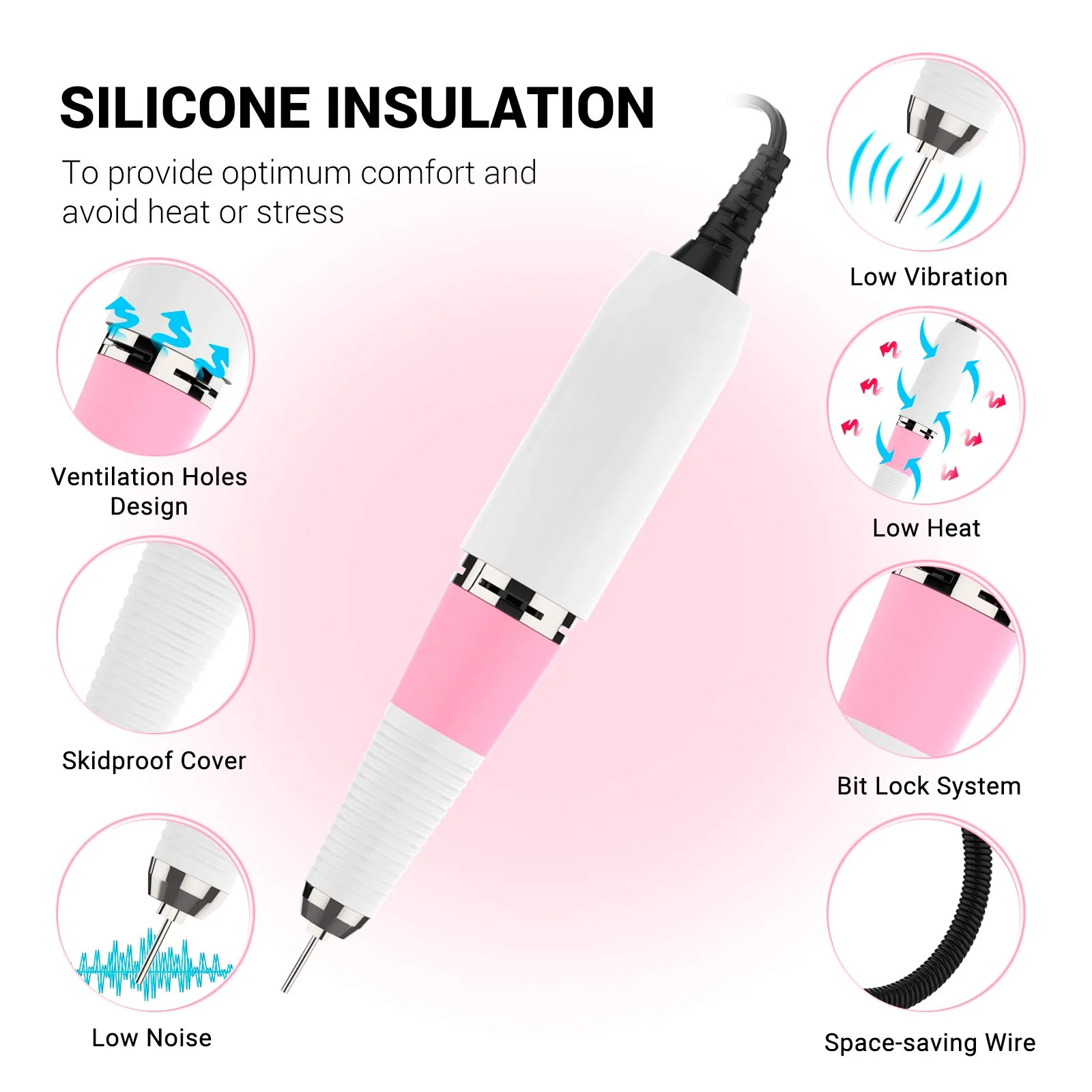 Handpiece for Artemis(SC300I) Rechargeable Nail Drill-Pink