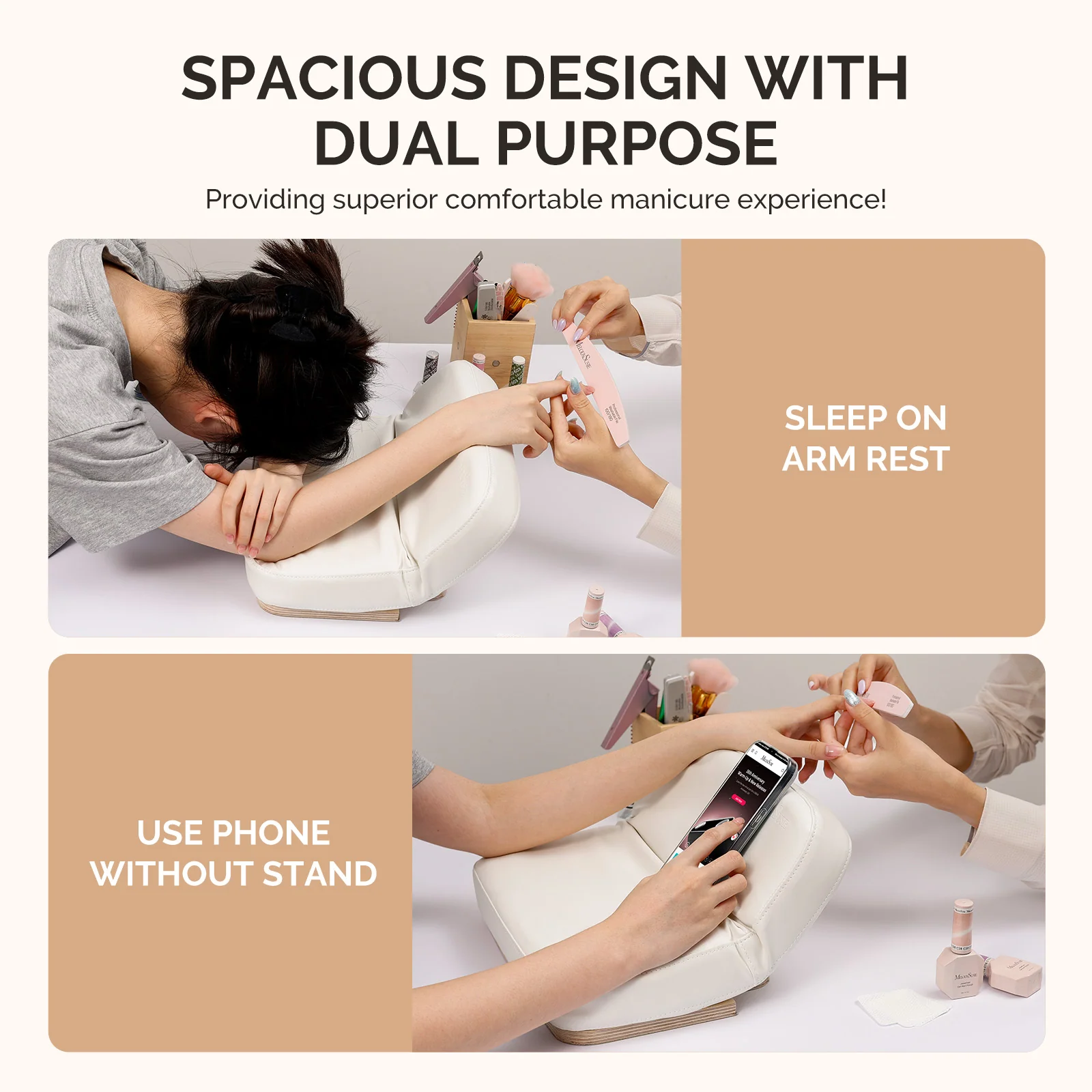 Foldable Nail Arm Rest with Adjustable Height for Manicure