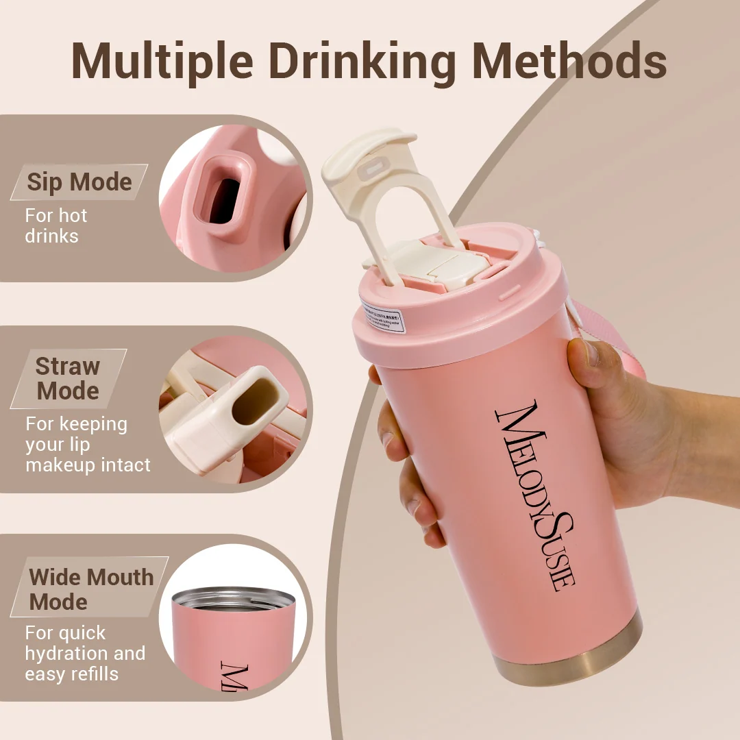 MelodySusie 粉色 17oz 不锈钢旅行咖啡杯