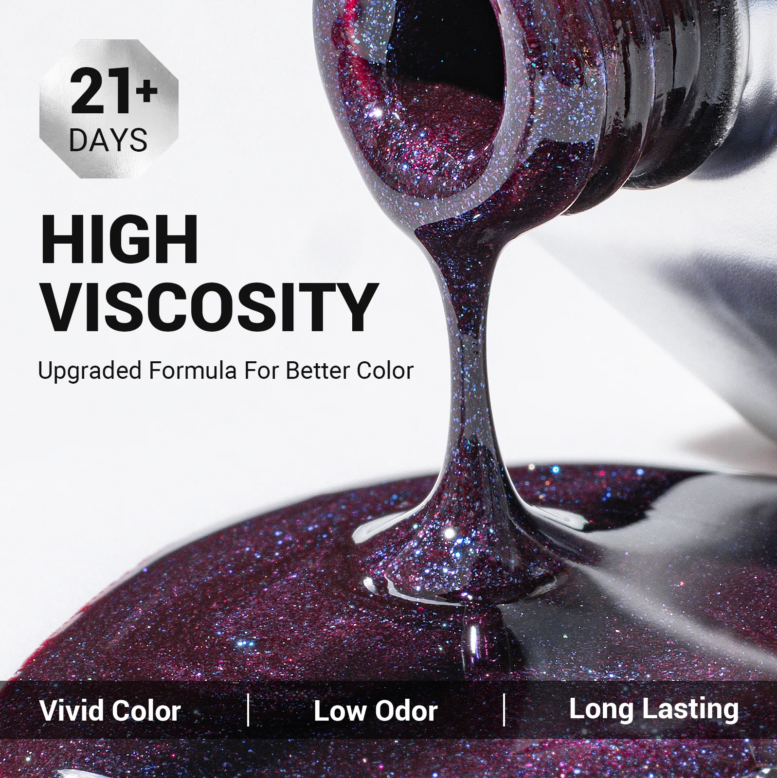 Z035 Universe Purple Glitter - TPO-Free Thick Gel Nail Polish(15ml)