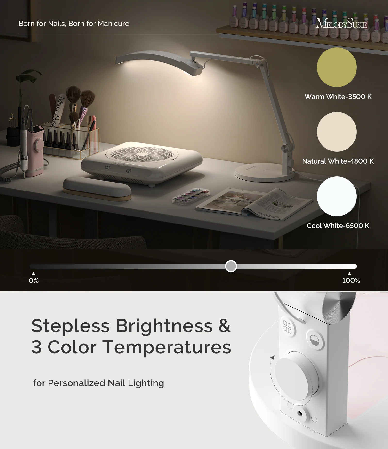 S-Pro25A Nail-Focused 3-Mode Manicure Table Lamp without Mini Nail Lamp