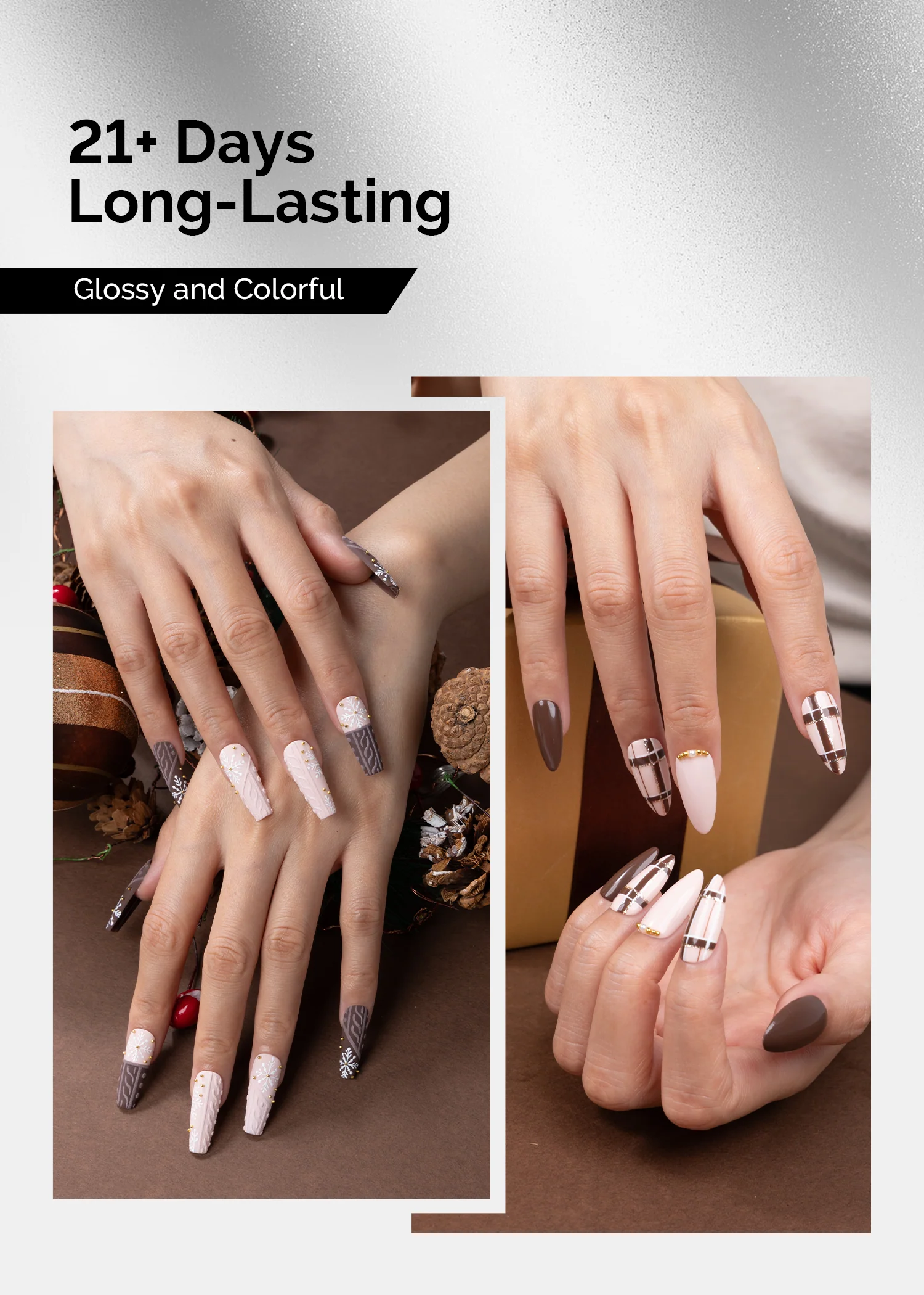 TPO-Free Thick Gel Nail Polish Nude Pink and Brown 2 Pack 15ml
